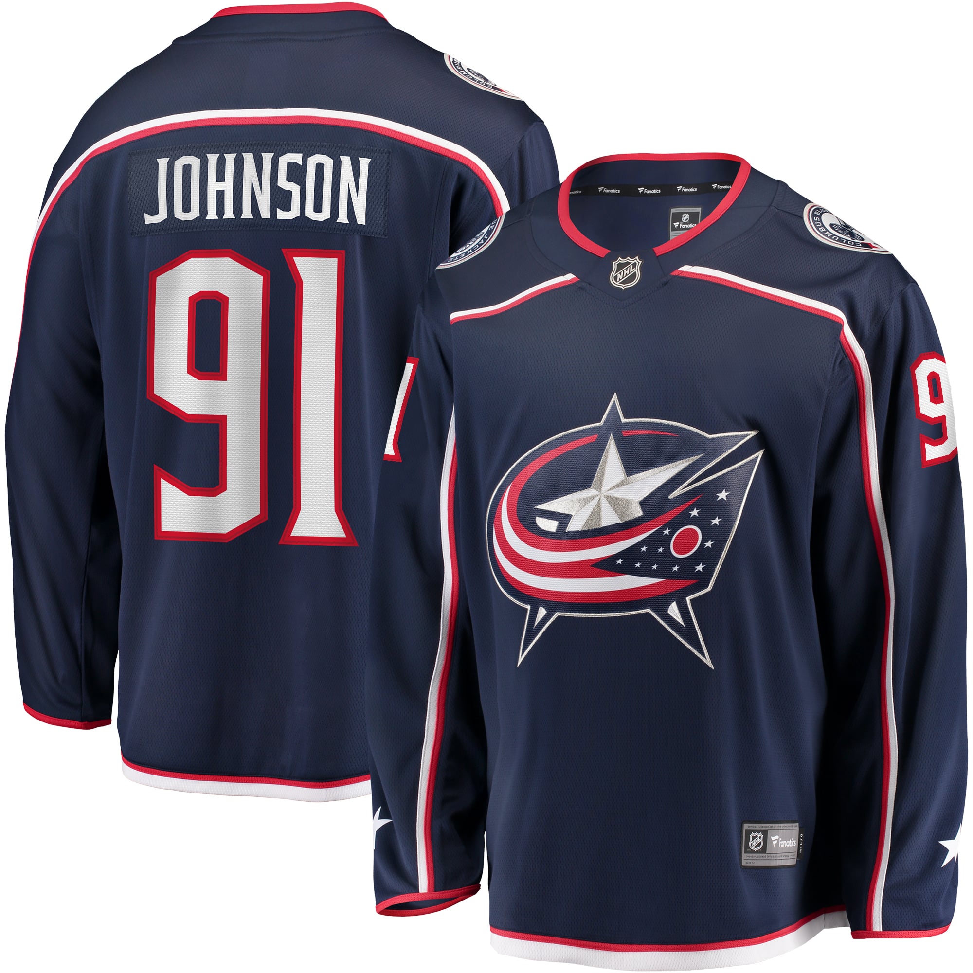 Kent Johnson Columbus Blue Jackets Home Breakaway Jersey - Navy - Image 2