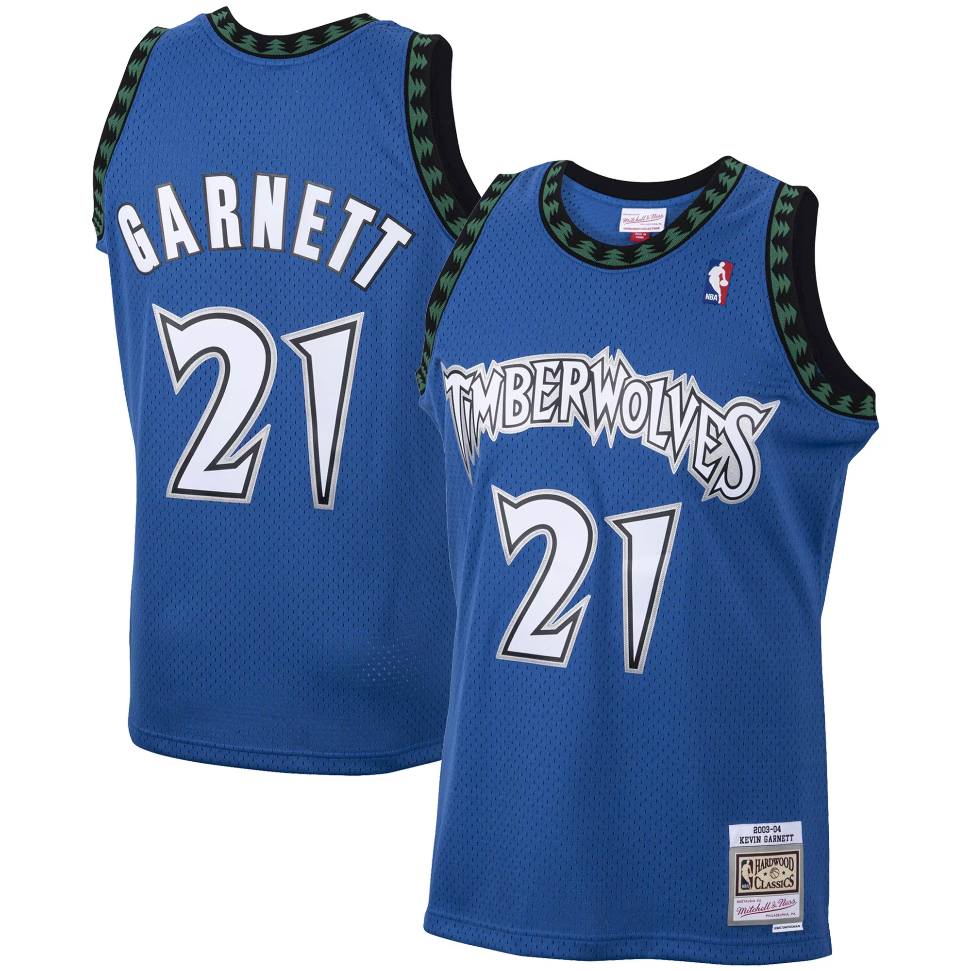 Kevin Garnett Minnesota Timberwolves Big & Tall 2003/04 Hardwood Classics Swingman Jersey - Blue - Image 2