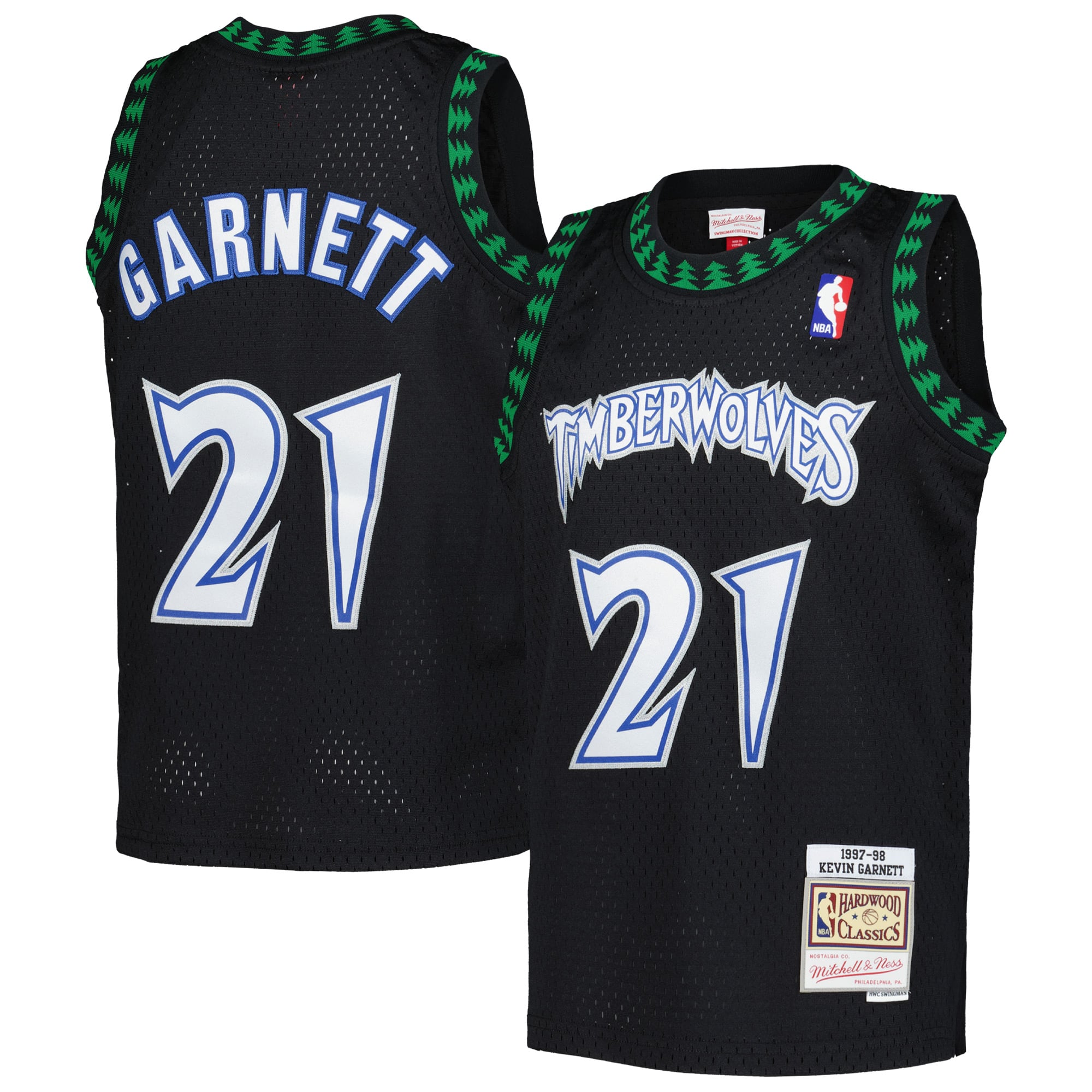 Kevin Garnett Minnesota Timberwolves Youth 1997/98 Hardwood Classics Swingman Jersey - Black - Image 2