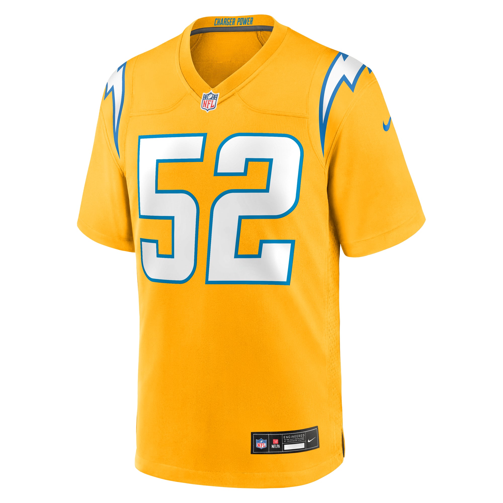 Khalil Mack Los Angeles Chargers Alternate Charger Power Game Player Jersey - Gold - Image 3