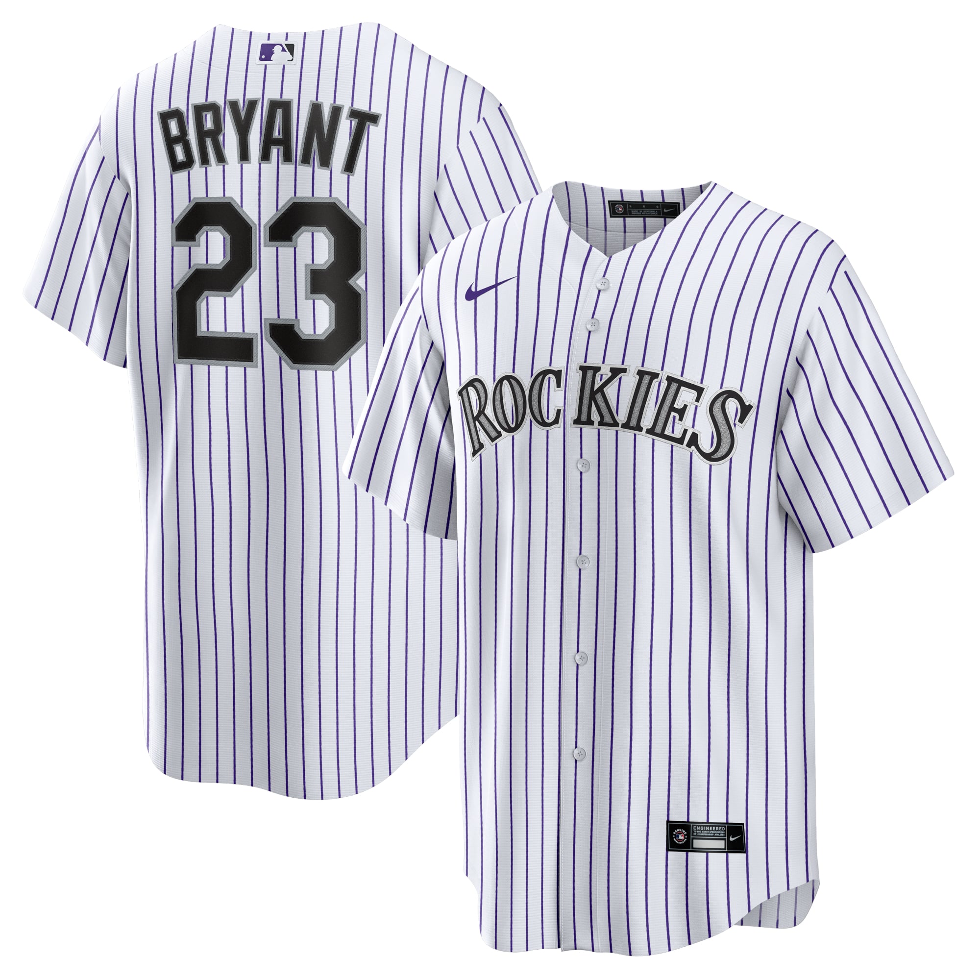 Kris Bryant Colorado Rockies Player Jersey - White/Purple - Image 2