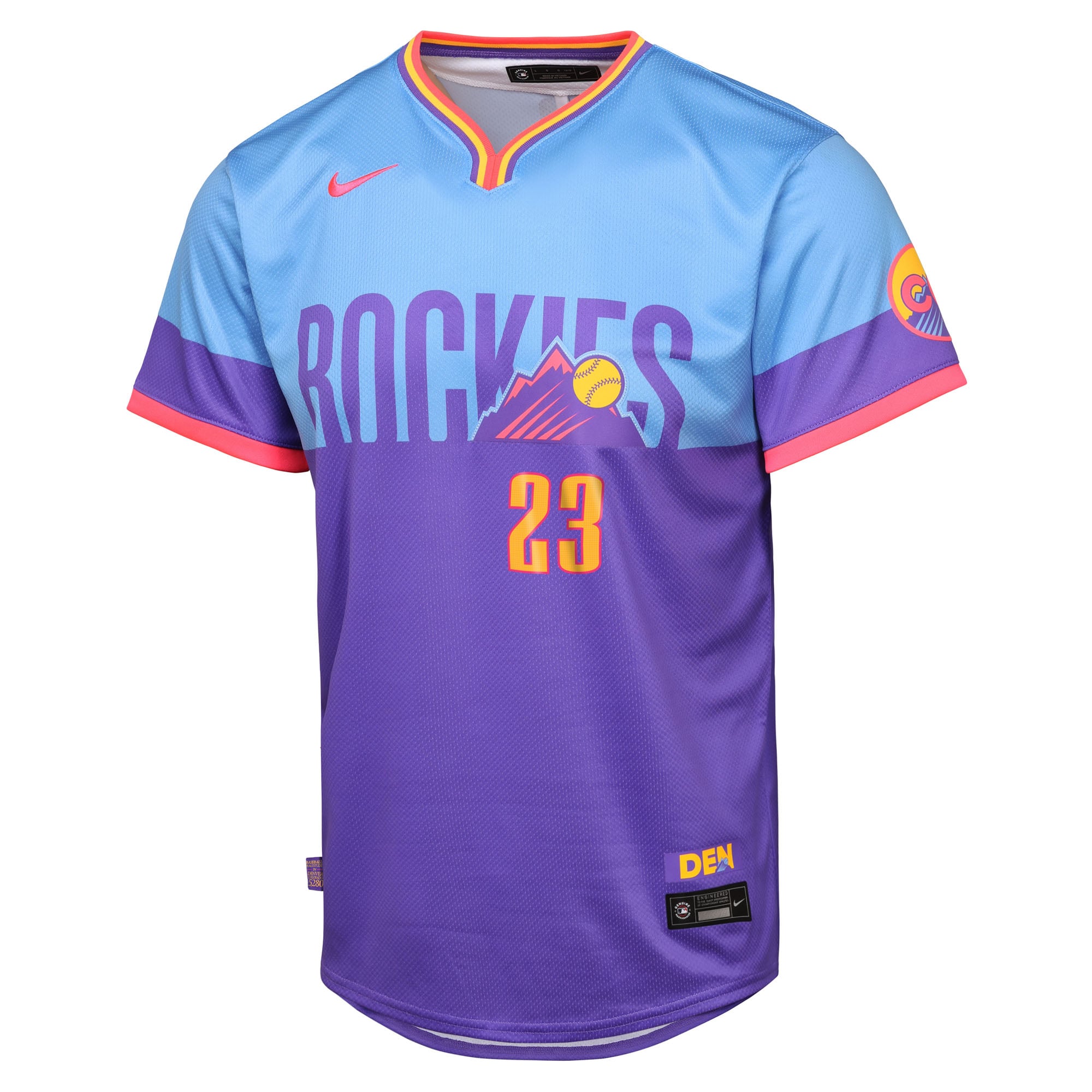 Kris Bryant Colorado Rockies Youth 2025 City Connect Limited Player Jersey - Purple/Light Blue - Image 3