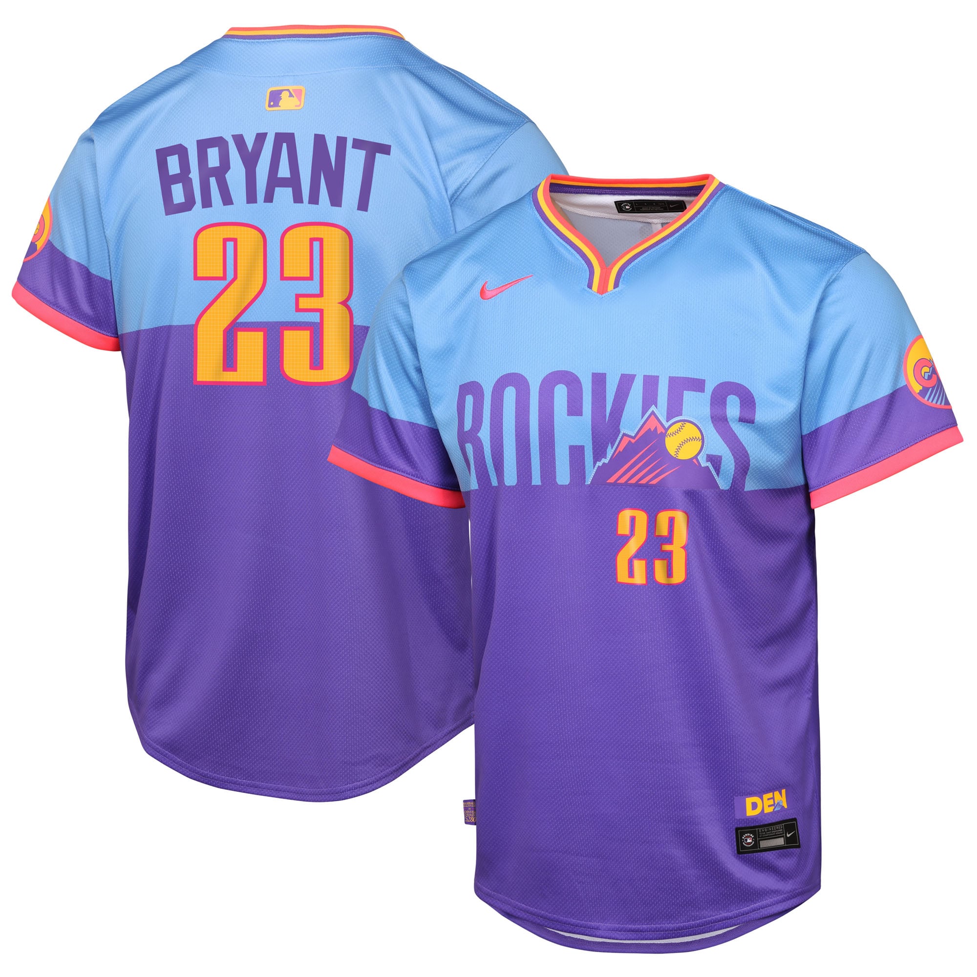 Kris Bryant Colorado Rockies Youth 2025 City Connect Limited Player Jersey - Purple/Light Blue - Image 2