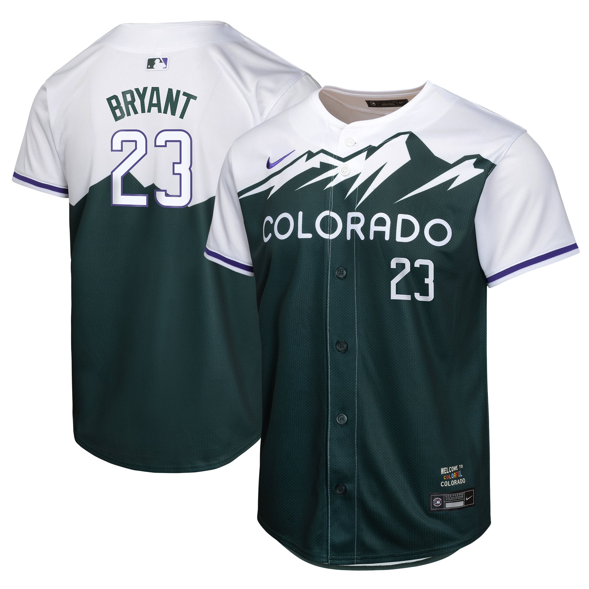 Kris Bryant Colorado Rockies Youth City Connect Limited Player Jersey - Green - Image 2