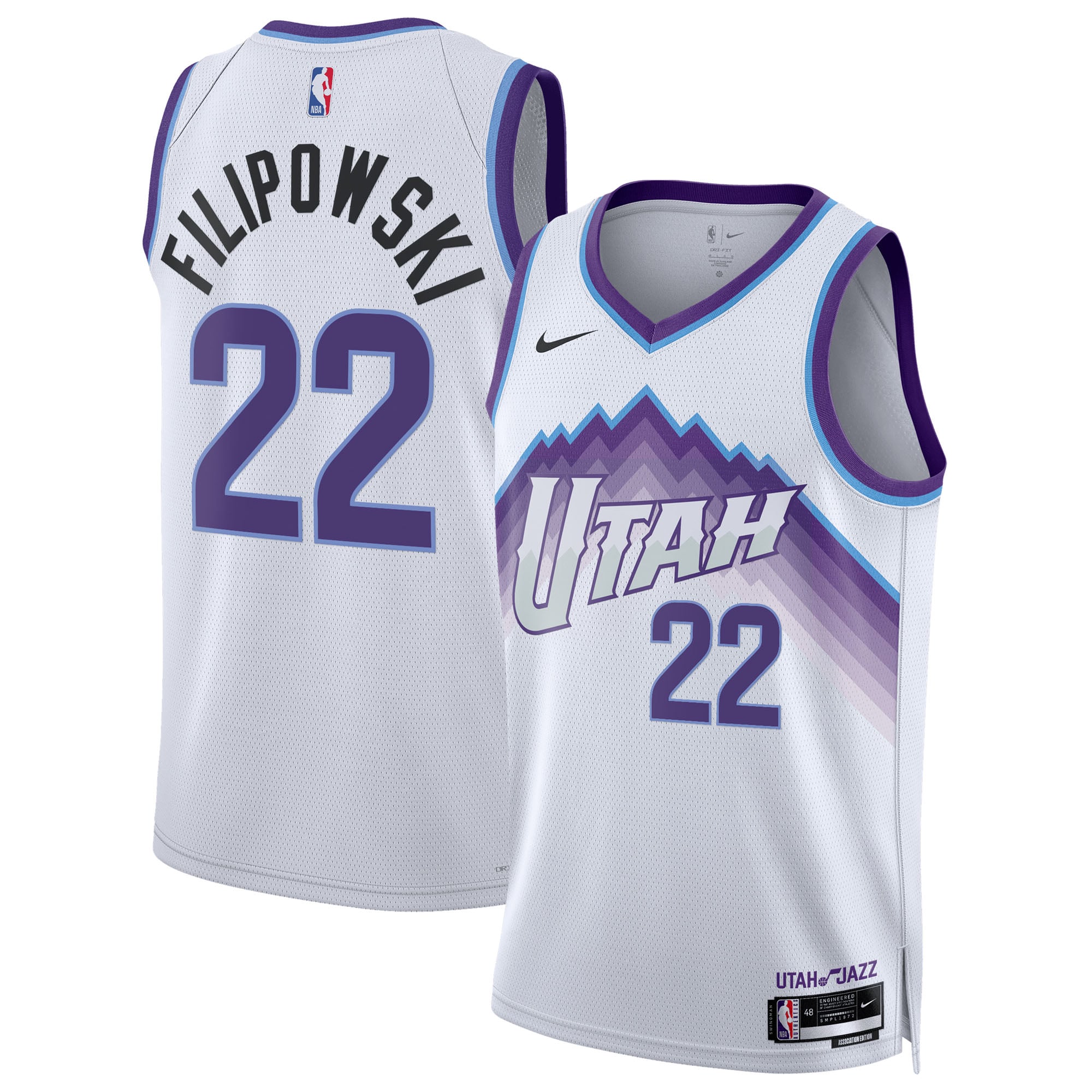 Kyle Filipowski Utah Jazz Unisex Swingman Jersey - Association Edition - White - Image 2