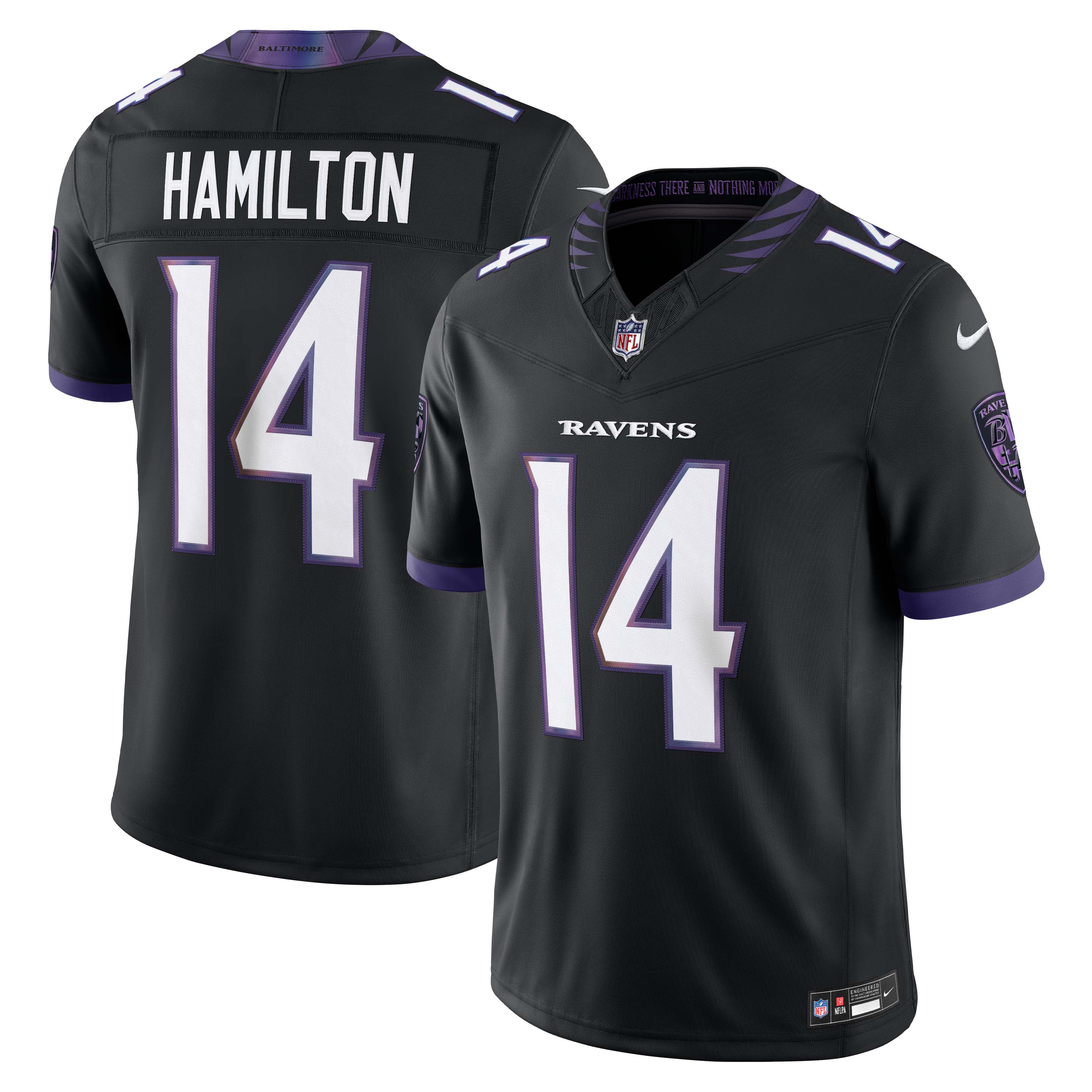Kyle Hamilton Baltimore Ravens Team Vapor F.U.S.E. Stitched Limited Jersey - Black - Image 2