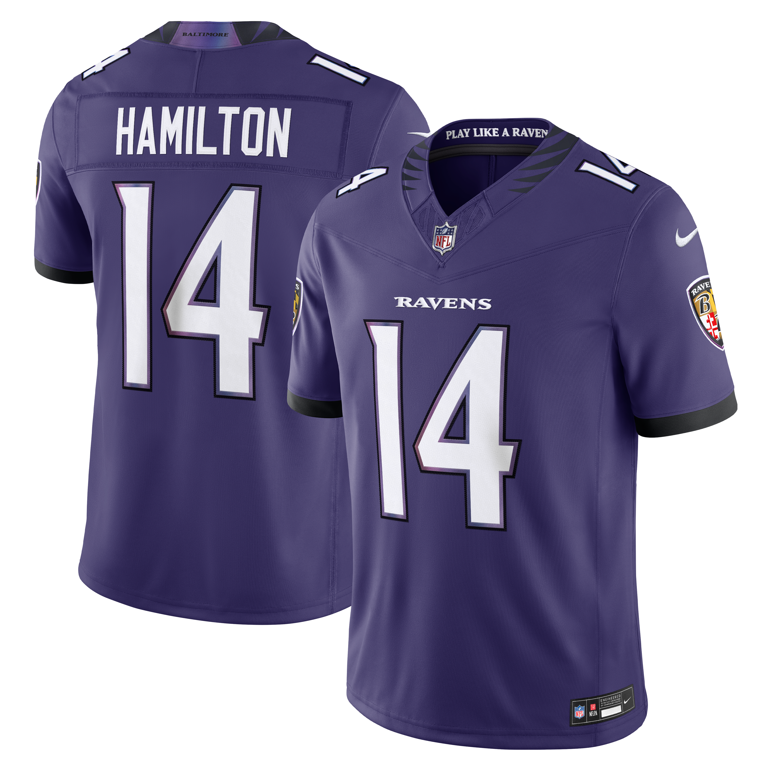 Kyle Hamilton Baltimore Ravens Team Vapor F.U.S.E. Stitched Limited Jersey - Purple - Image 2