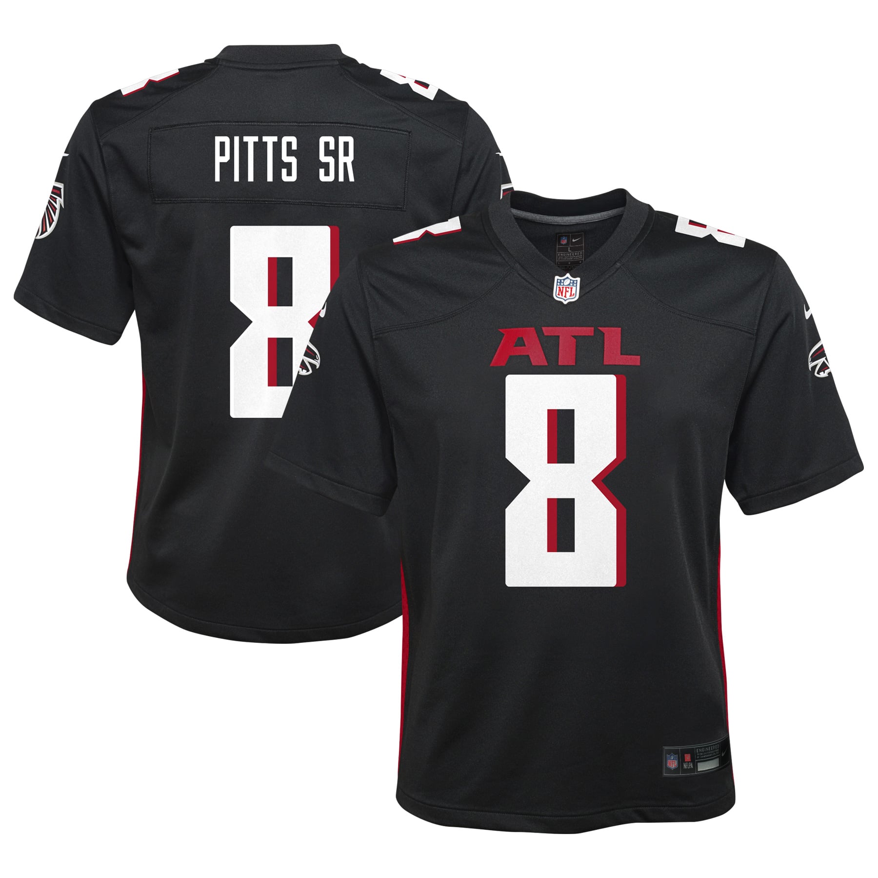 Kyle Pitts Sr. Atlanta Falcons Youth Game Jersey - Black - Image 2
