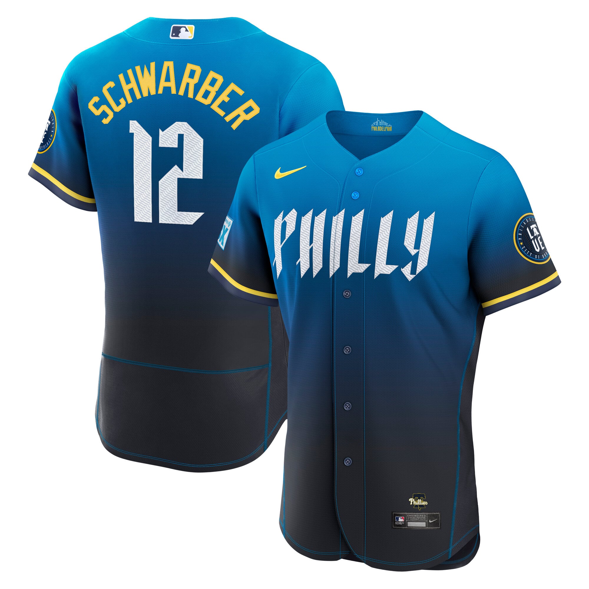 Kyle Schwarber Philadelphia Phillies City Connect Sponsor Patch Jersey - Navy - Image 2