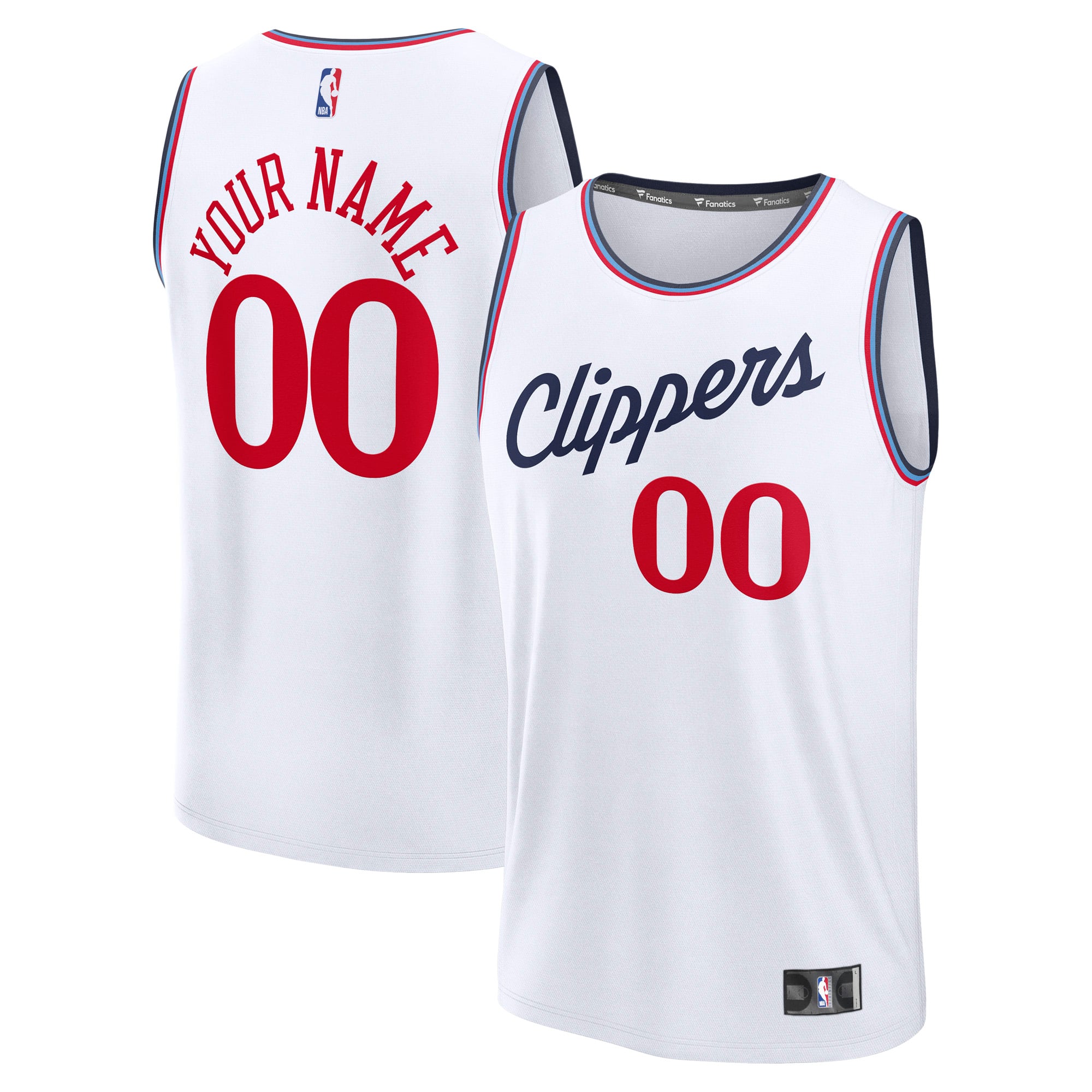 LA Clippers Youth Fast Break Custom Jersey - White - Association Edition - White