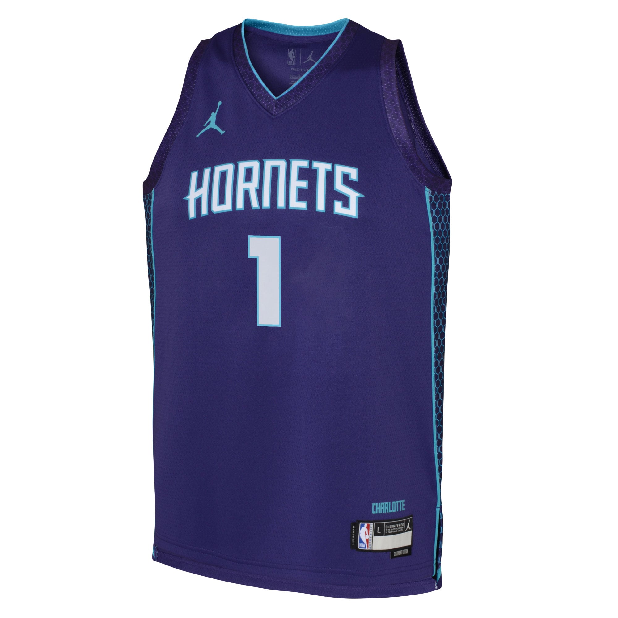 LaMelo Ball Charlotte Hornets Jordan Brand Youth Swingman Jersey - Statement Edition - Purple - Image 3