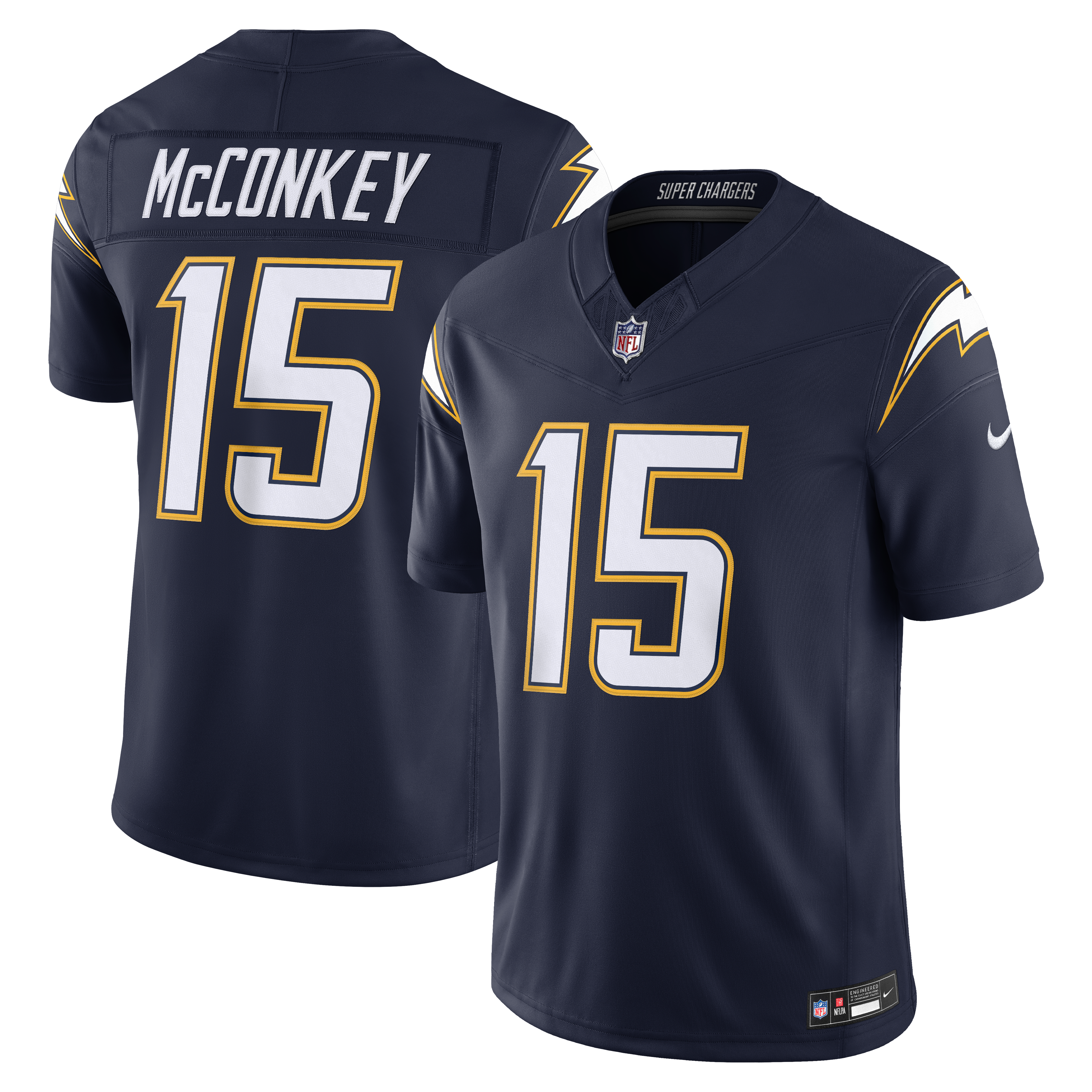Ladd McConkey Los Angeles Chargers Alternate Super Chargers Vapor F.U.S.E. Stitched Limited Jersey - Navy - Image 2