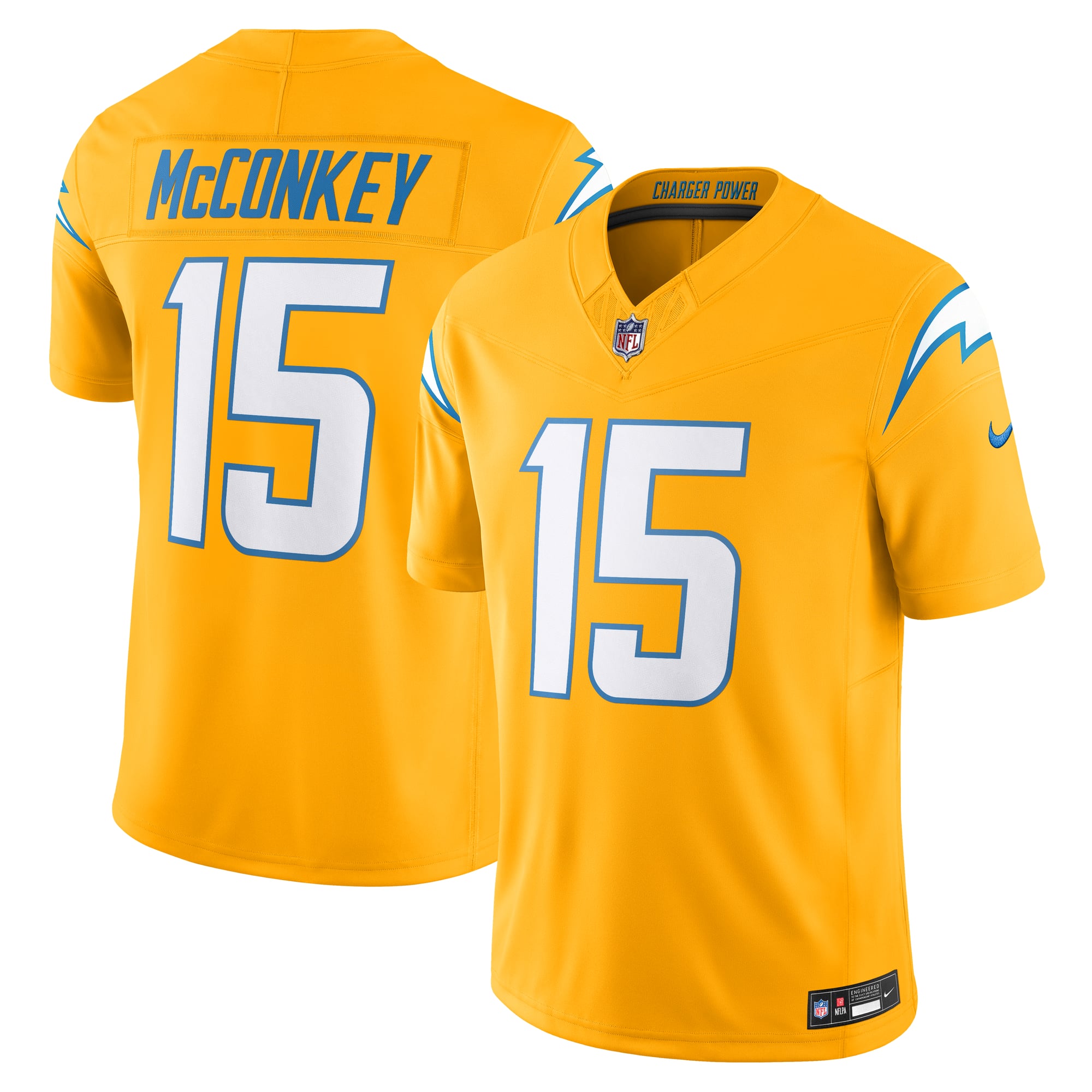 Ladd McConkey Los Angeles Chargers Team Vapor F.U.S.E. Limited Jersey - Gold - Image 2