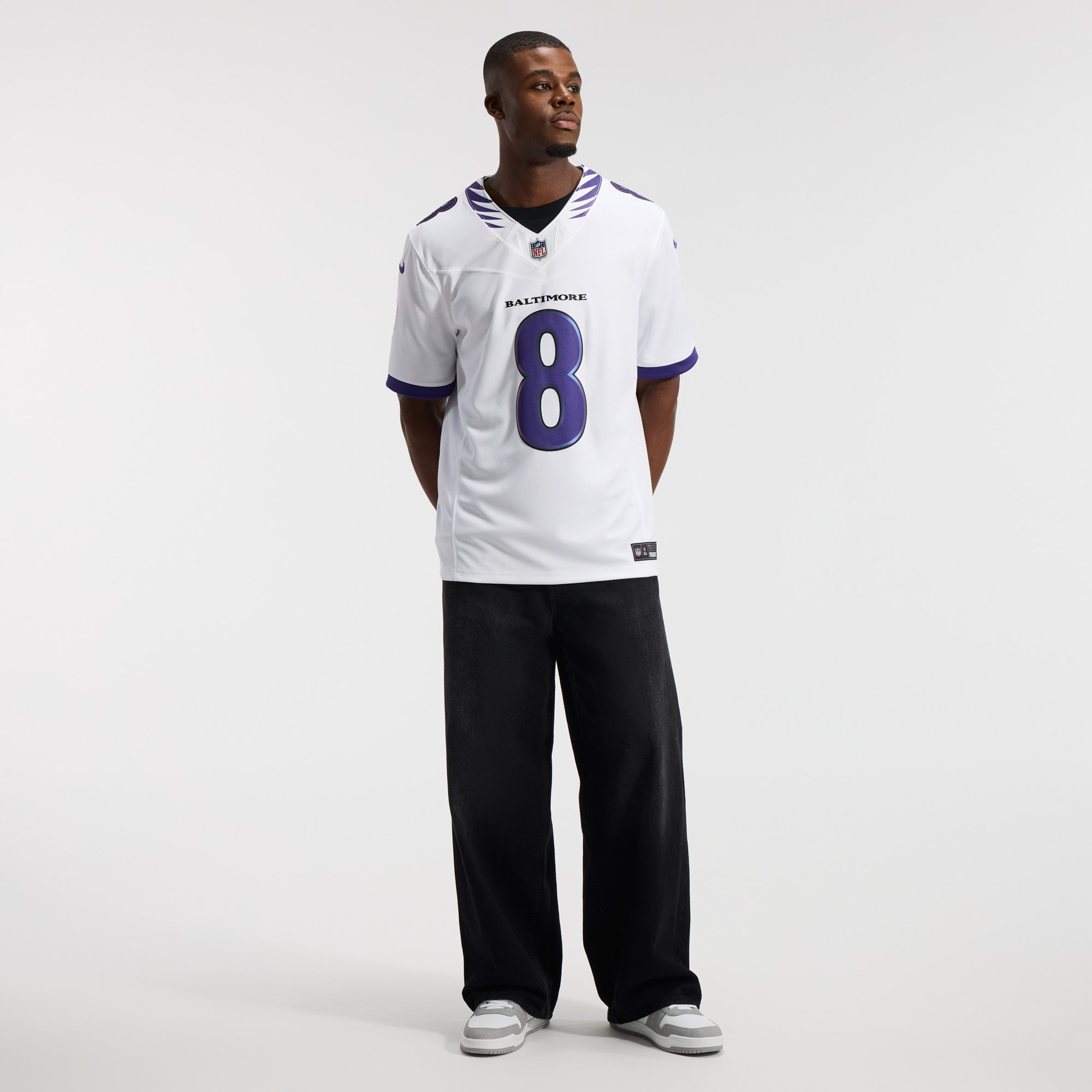 Lamar Jackson Baltimore Ravens Alternate Alternate Vapor F.U.S.E. Stitched Limited Jersey - White - Image 6