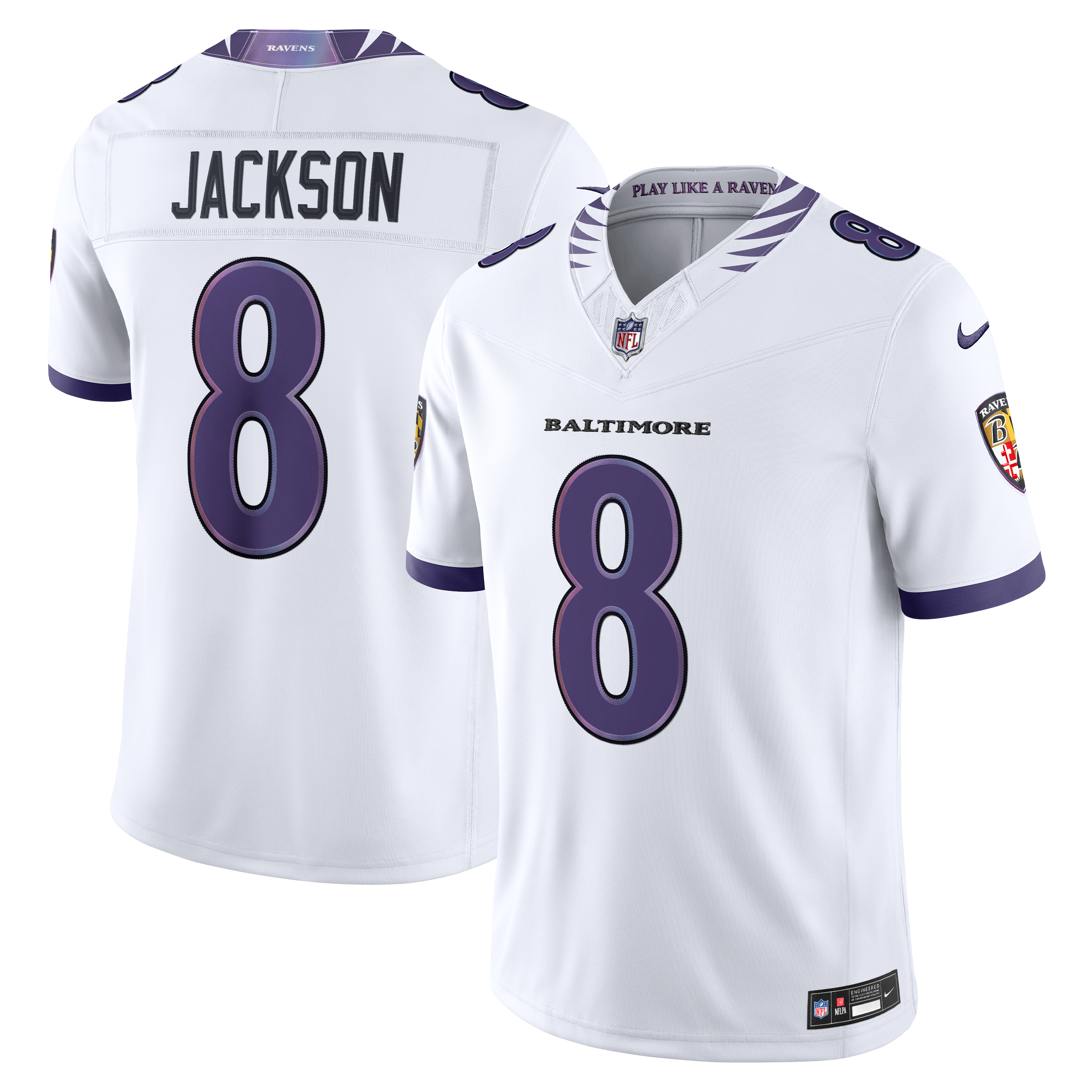 Lamar Jackson Baltimore Ravens Alternate Alternate Vapor F.U.S.E. Stitched Limited Jersey - White - Image 2