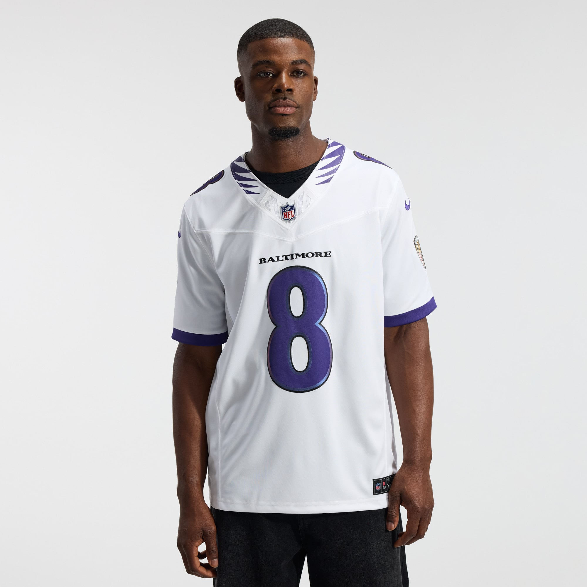 Lamar Jackson Baltimore Ravens Alternate Alternate Vapor F.U.S.E. Stitched Limited Jersey - White - Image 4