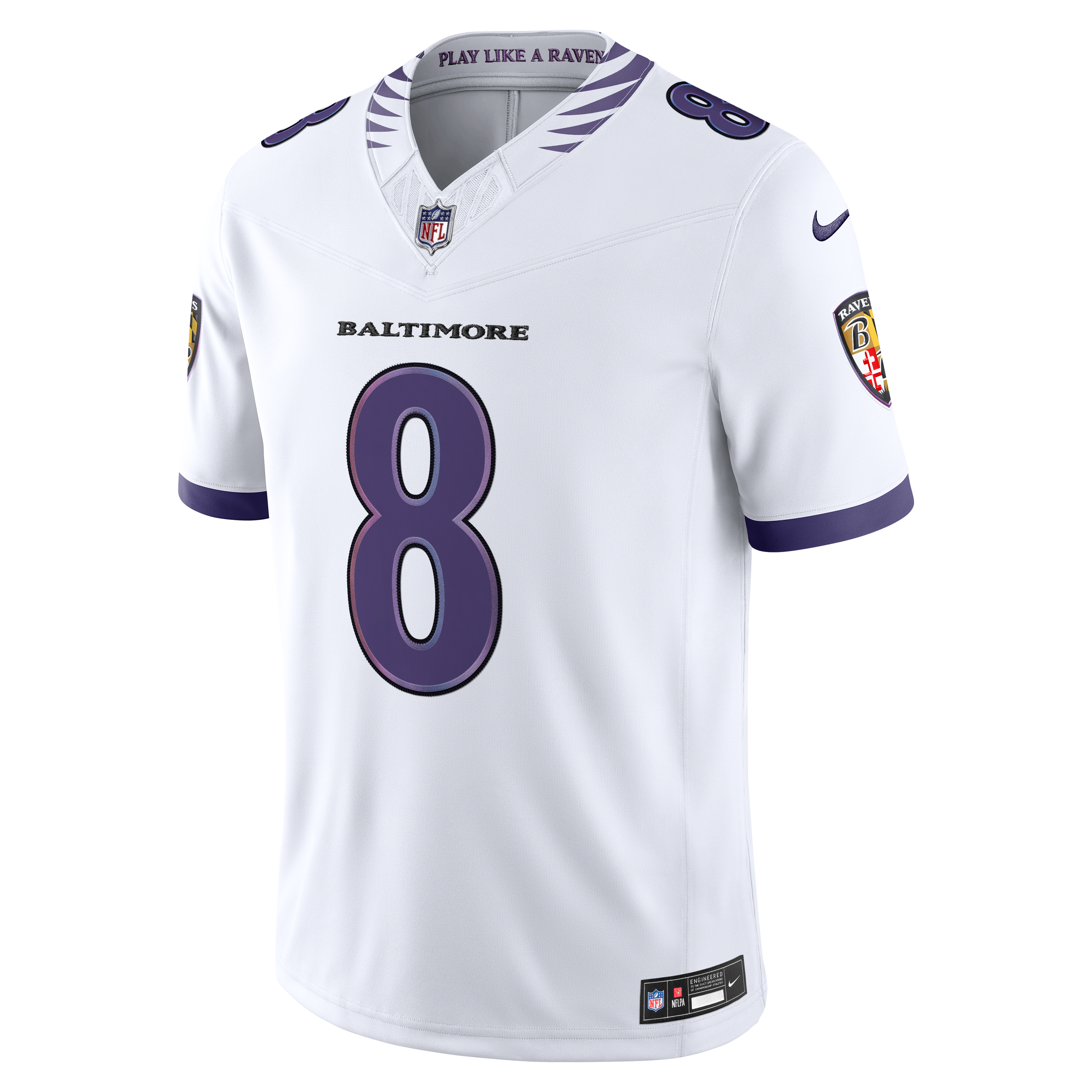 Lamar Jackson Baltimore Ravens Alternate Alternate Vapor F.U.S.E. Stitched Limited Jersey - White - Image 8