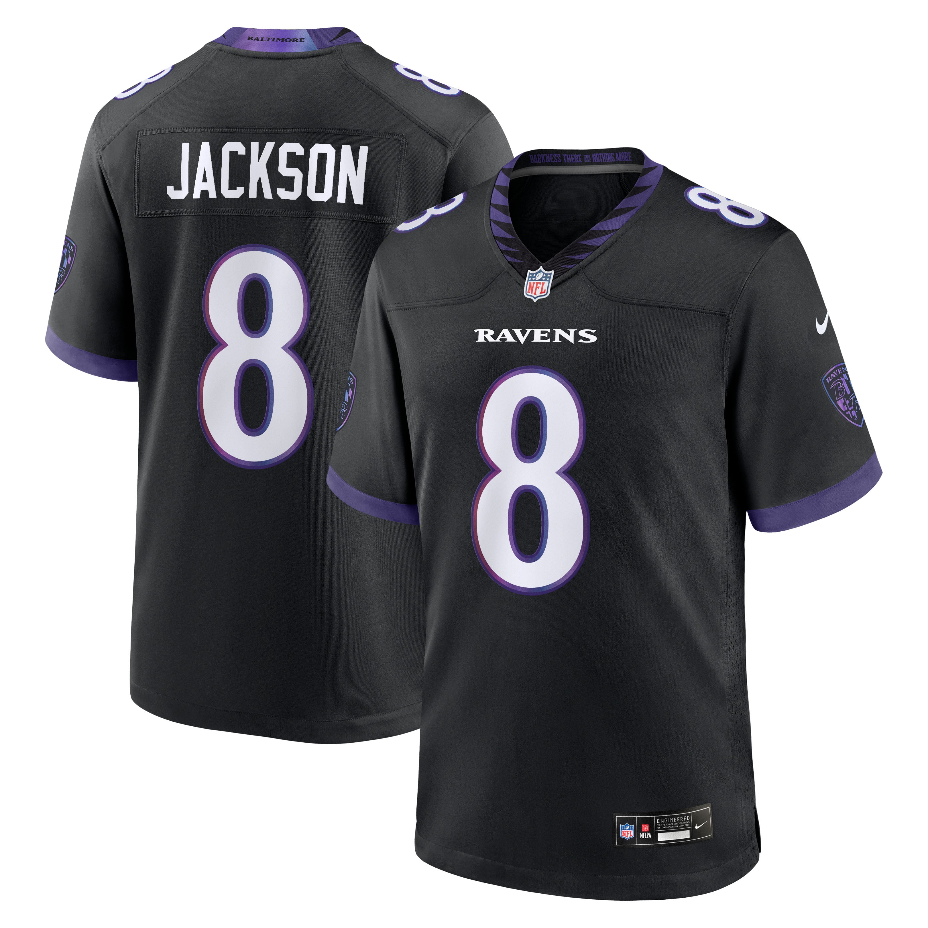 Lamar Jackson Baltimore Ravens Alternate Game Jersey - Black - Image 2