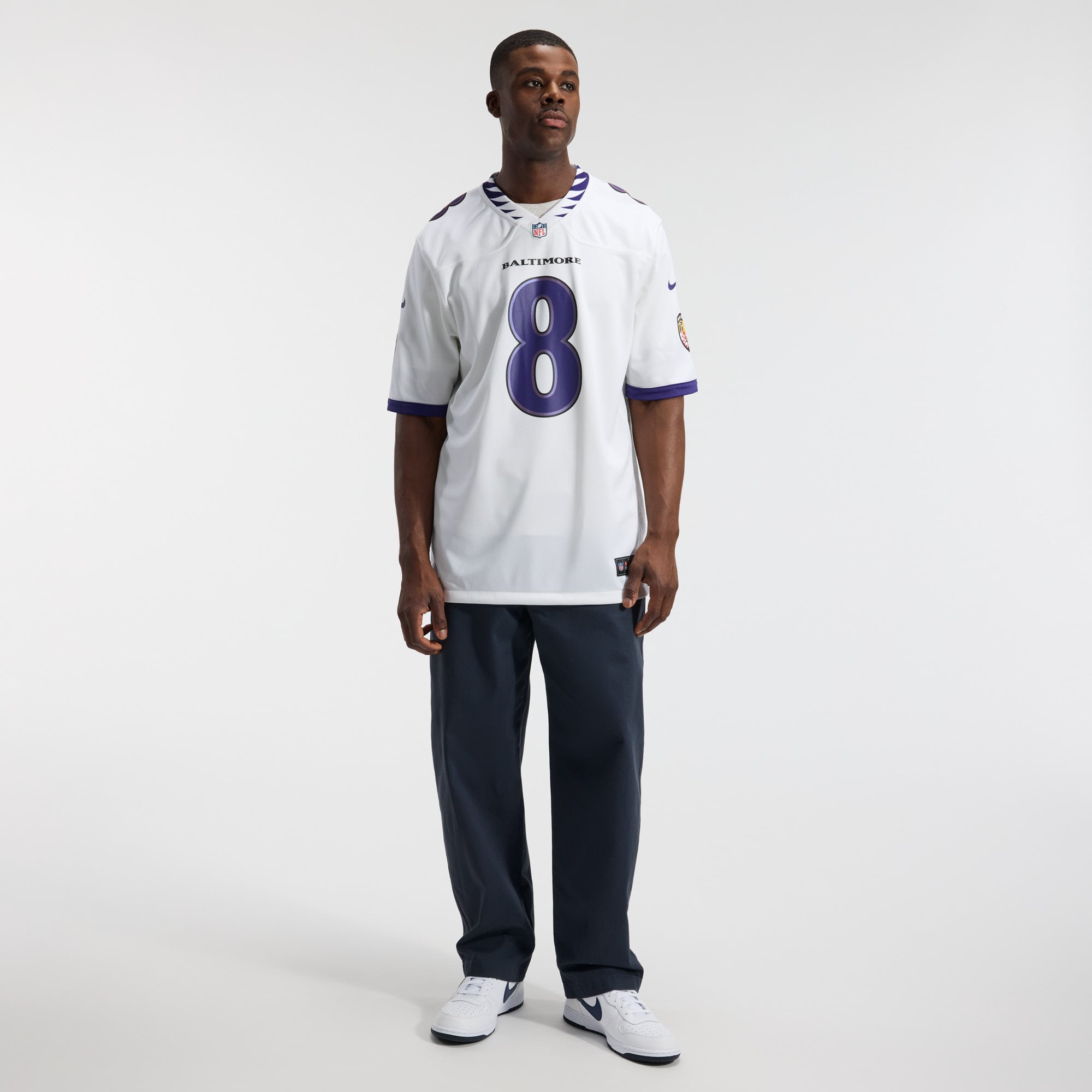 Lamar Jackson Baltimore Ravens Alternate Game Jersey - White - Image 6
