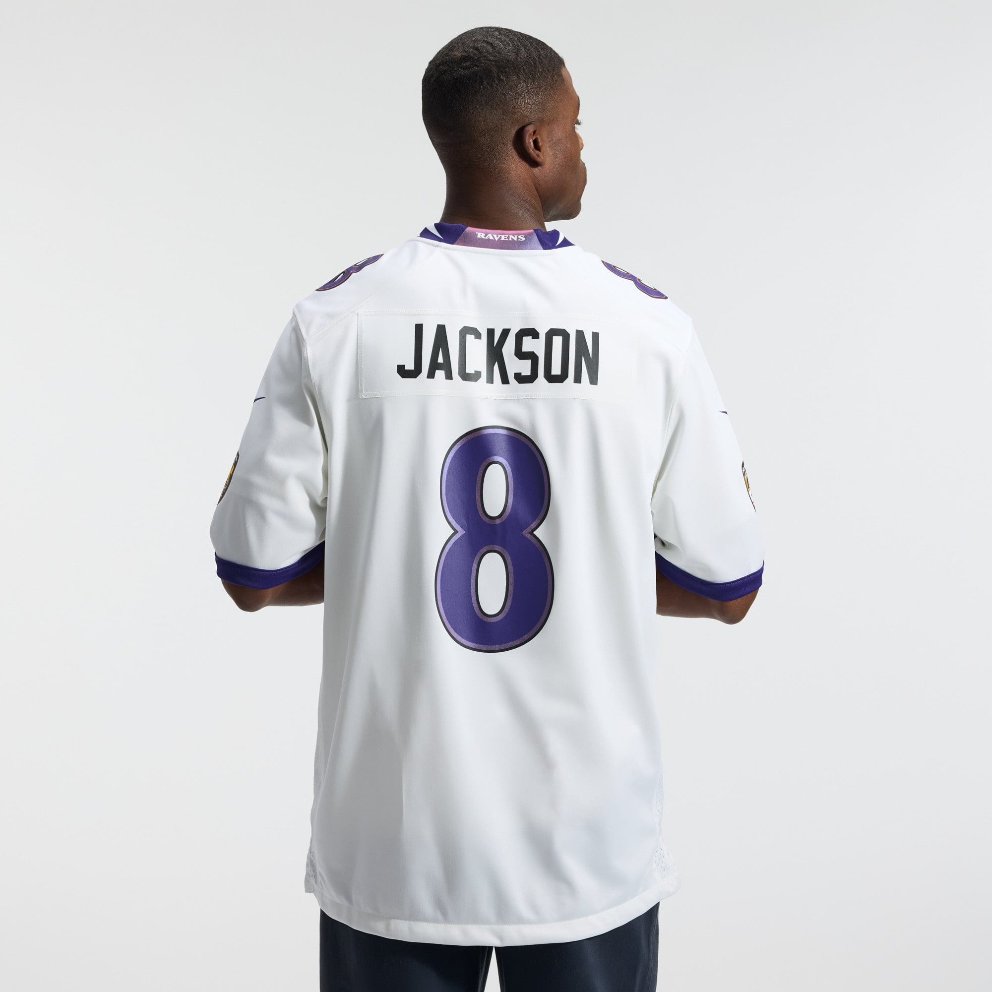 Lamar Jackson Baltimore Ravens Alternate Game Jersey - White - Image 5