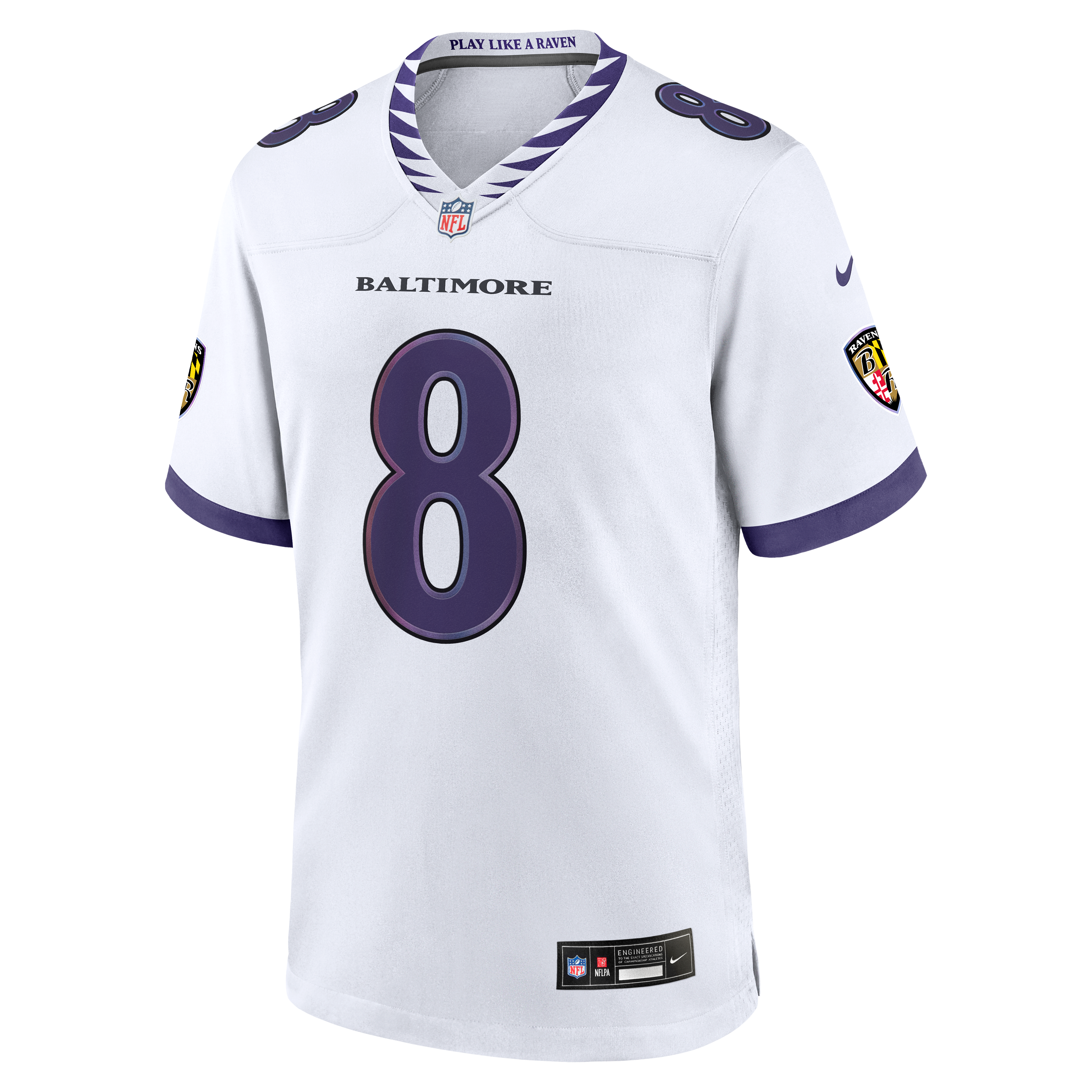 Lamar Jackson Baltimore Ravens Alternate Game Jersey - White - Image 8