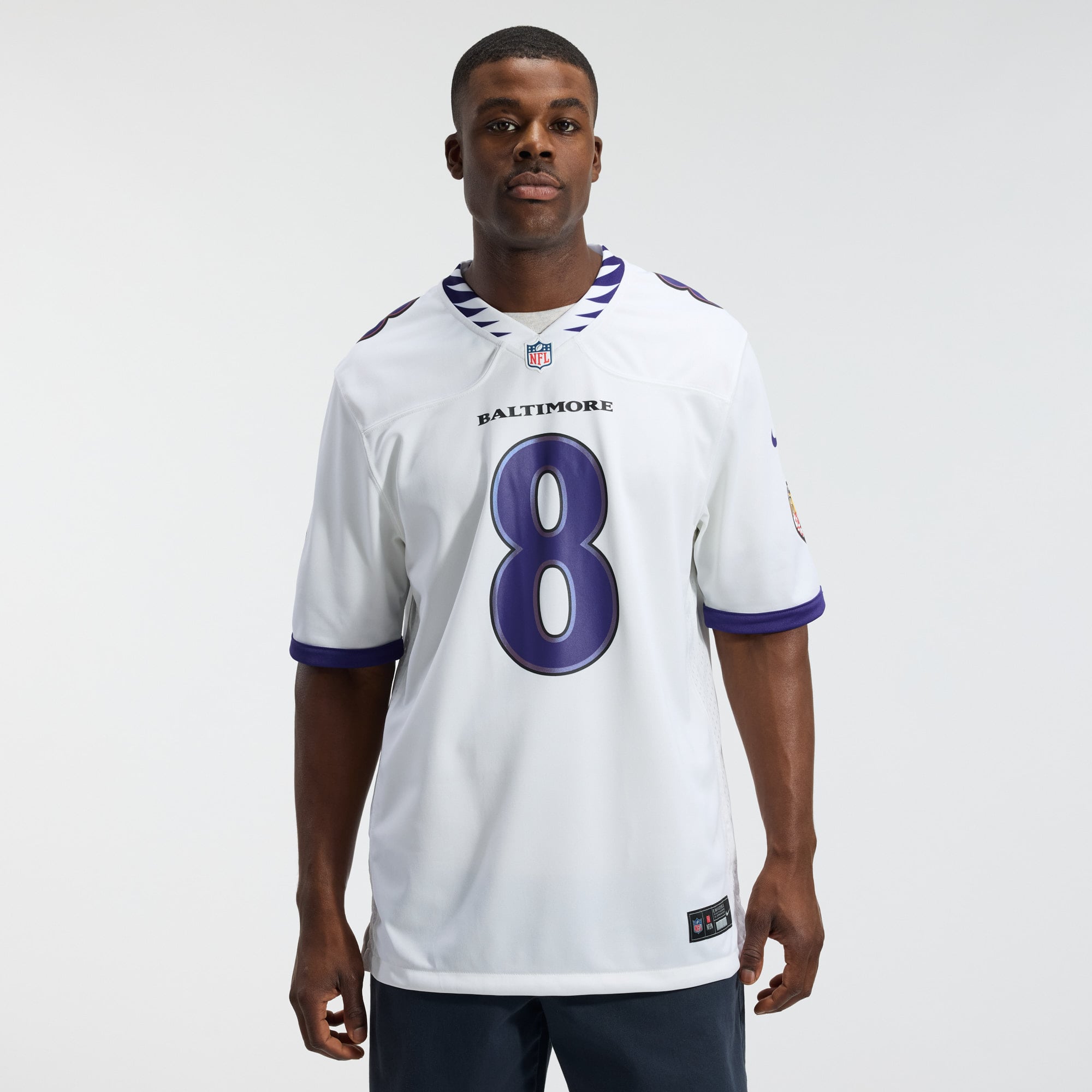 Lamar Jackson Baltimore Ravens Alternate Game Jersey - White - Image 4