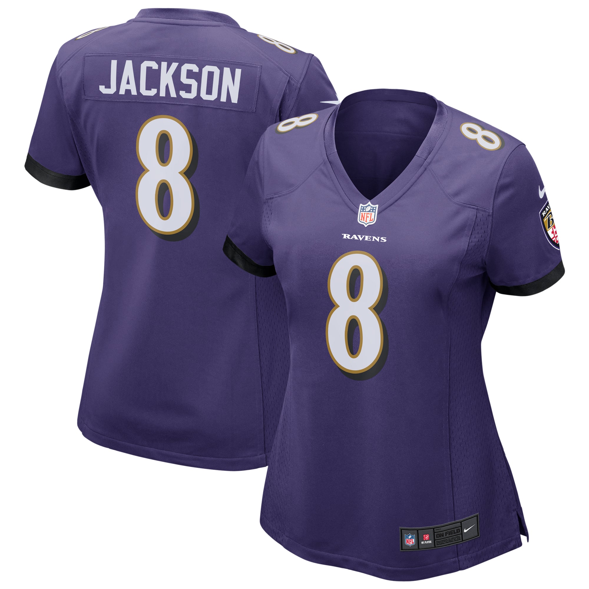 Lamar Jackson Baltimore Ravens Women's Game Jersey - Purple - Image 2