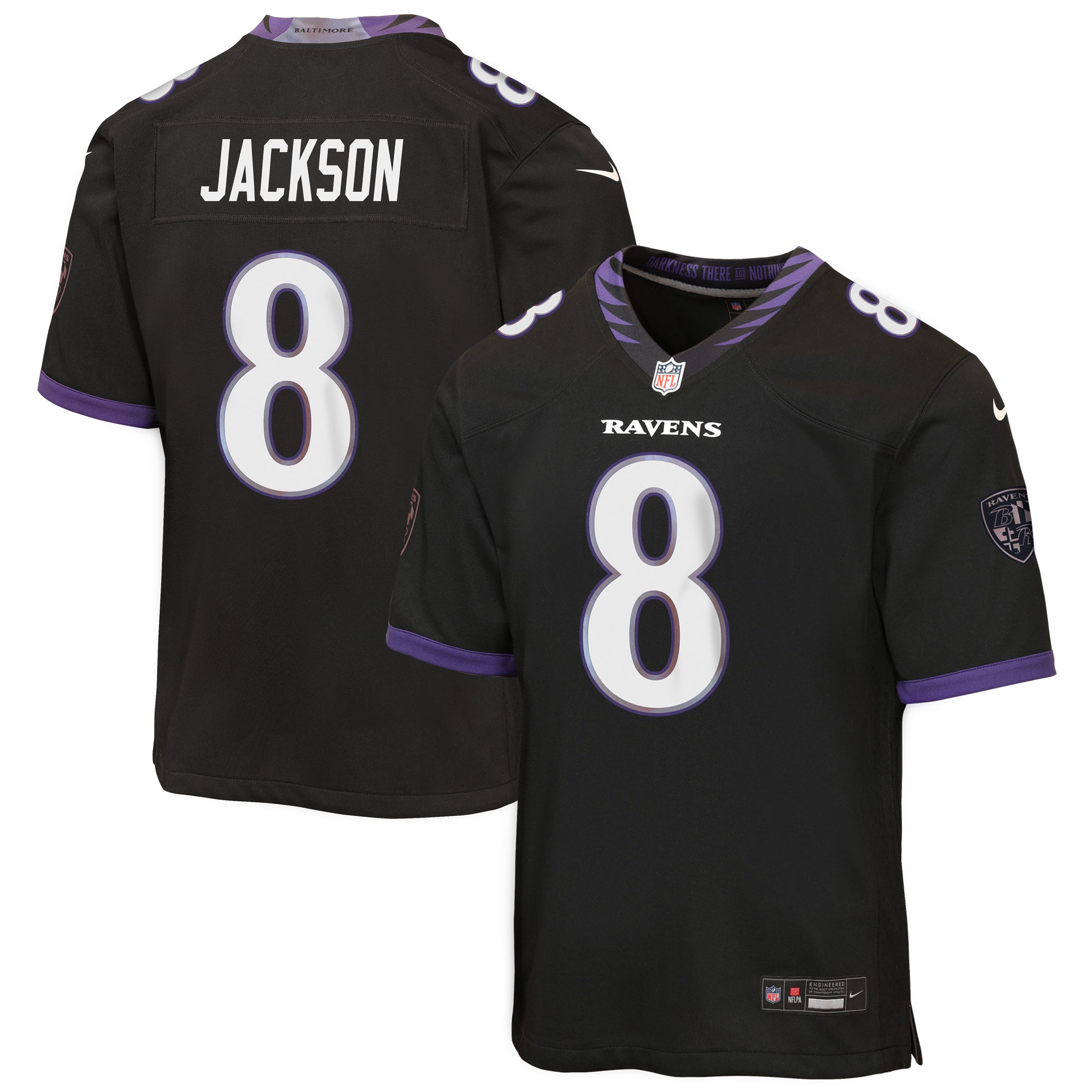 Lamar Jackson Baltimore Ravens Youth Alternate Game Jersey - Black - Image 2