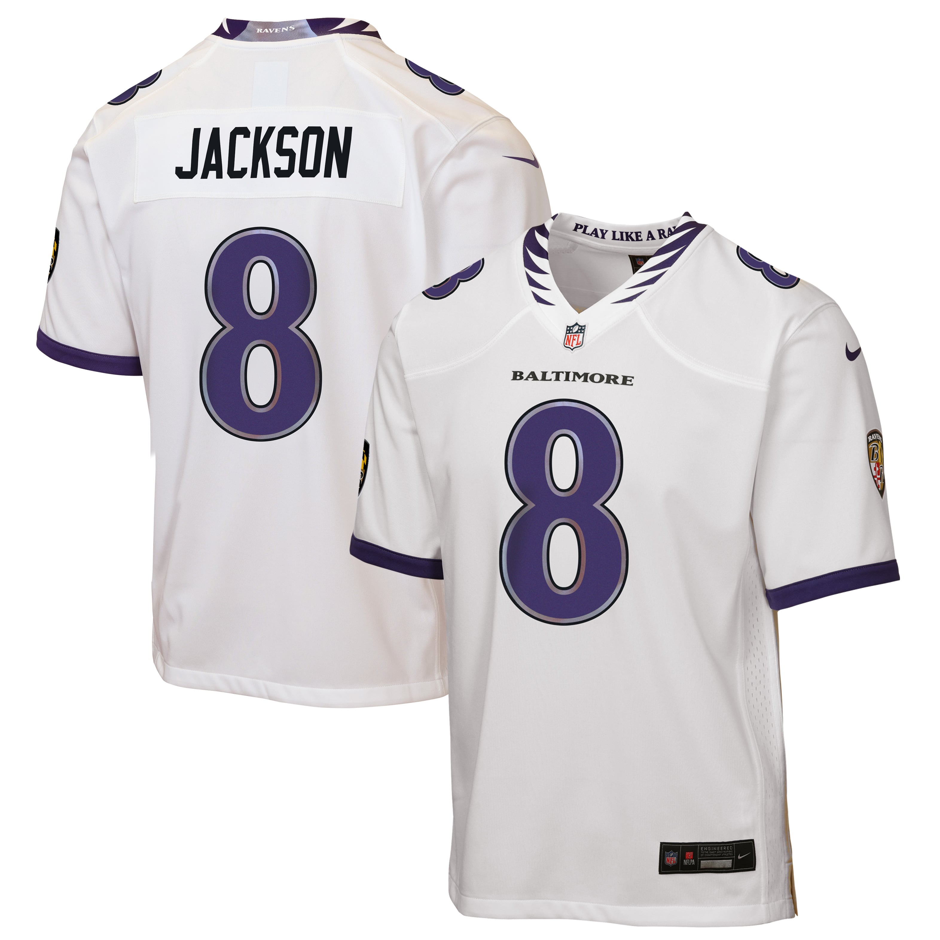 Lamar Jackson Baltimore Ravens Youth Game Jersey - White - Image 2