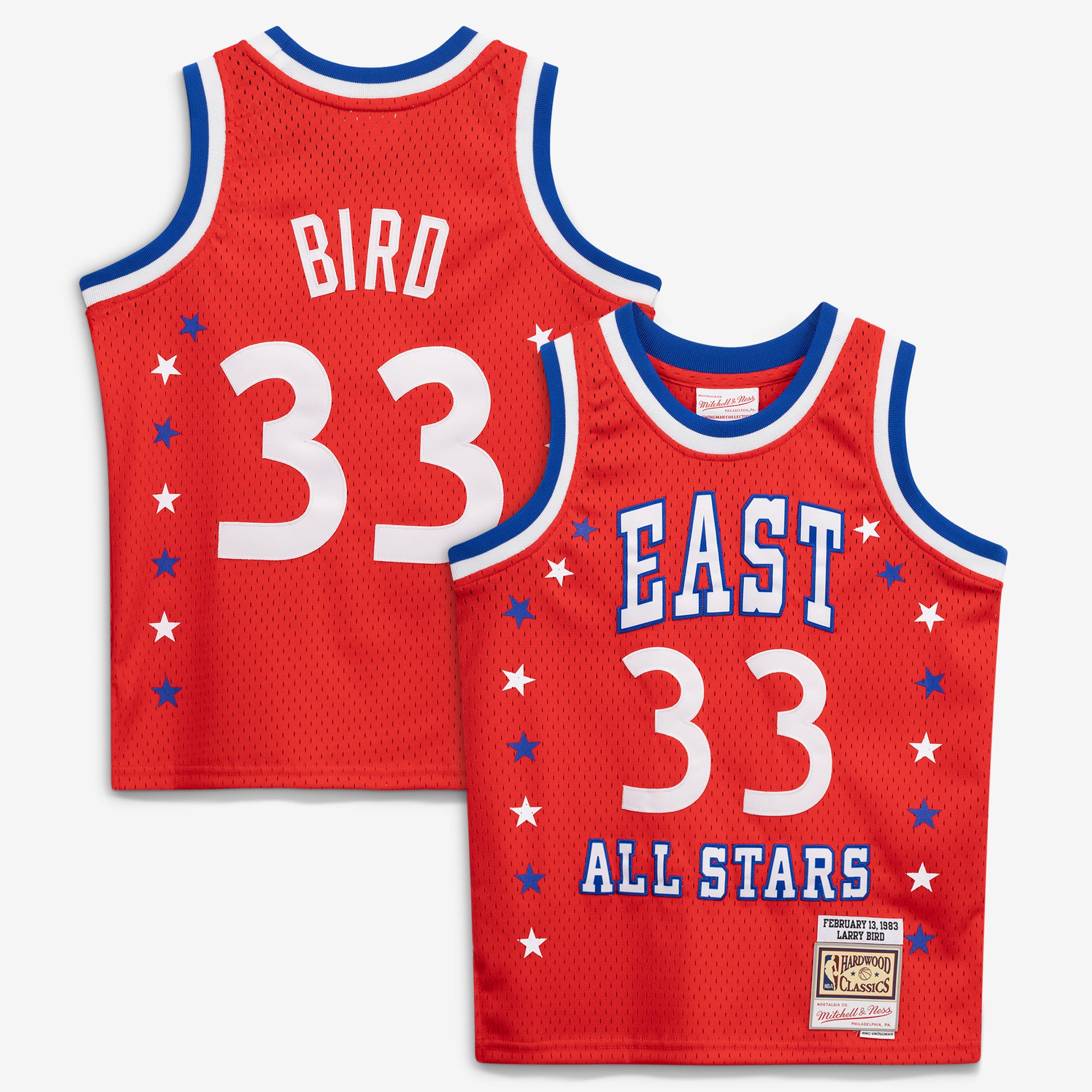 Larry Bird 1983 All-Star Game Youth Hardwood Classics Swingman Jersey - Red - Image 2