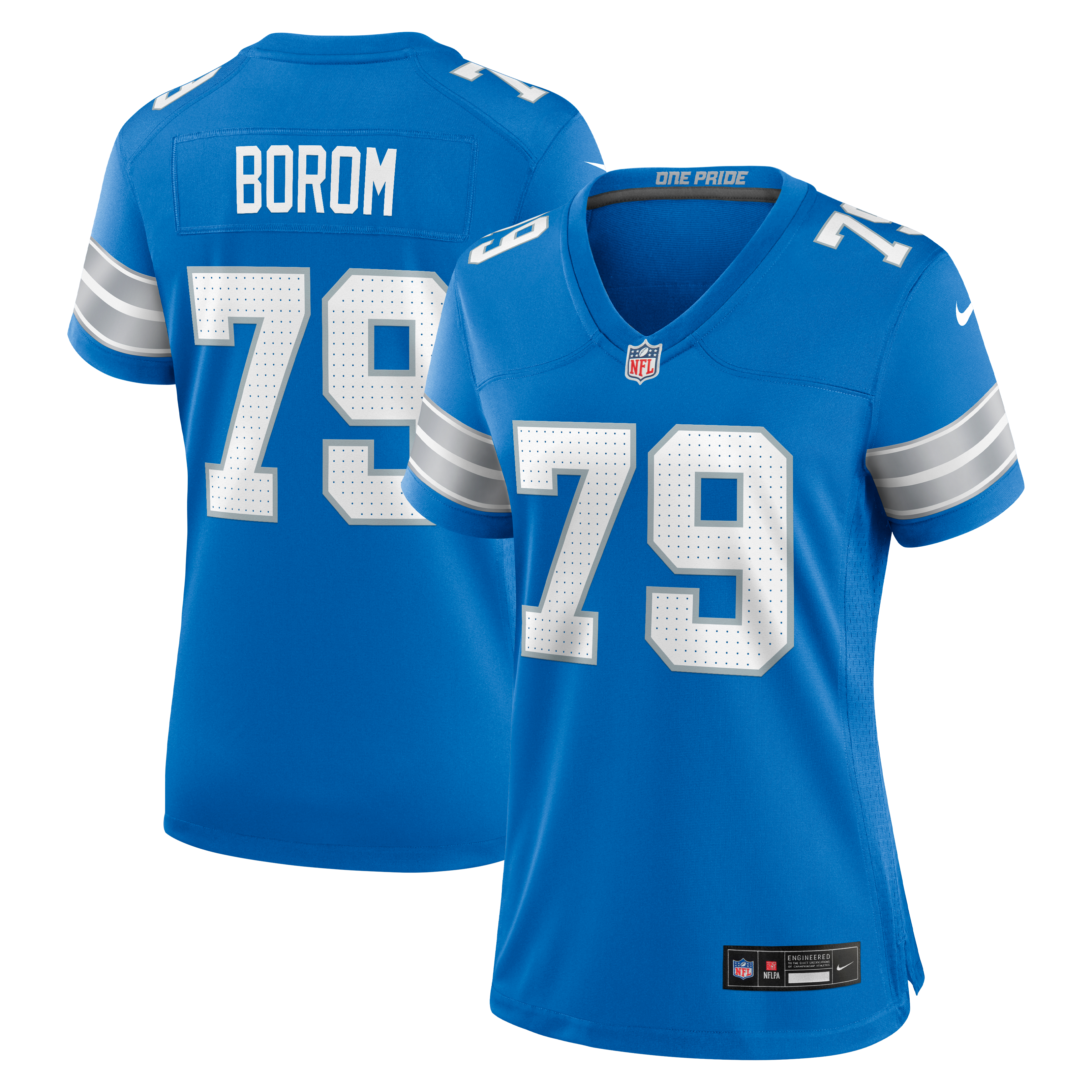Larry Borom Detroit Lions Women's Team Game Jersey - Blue