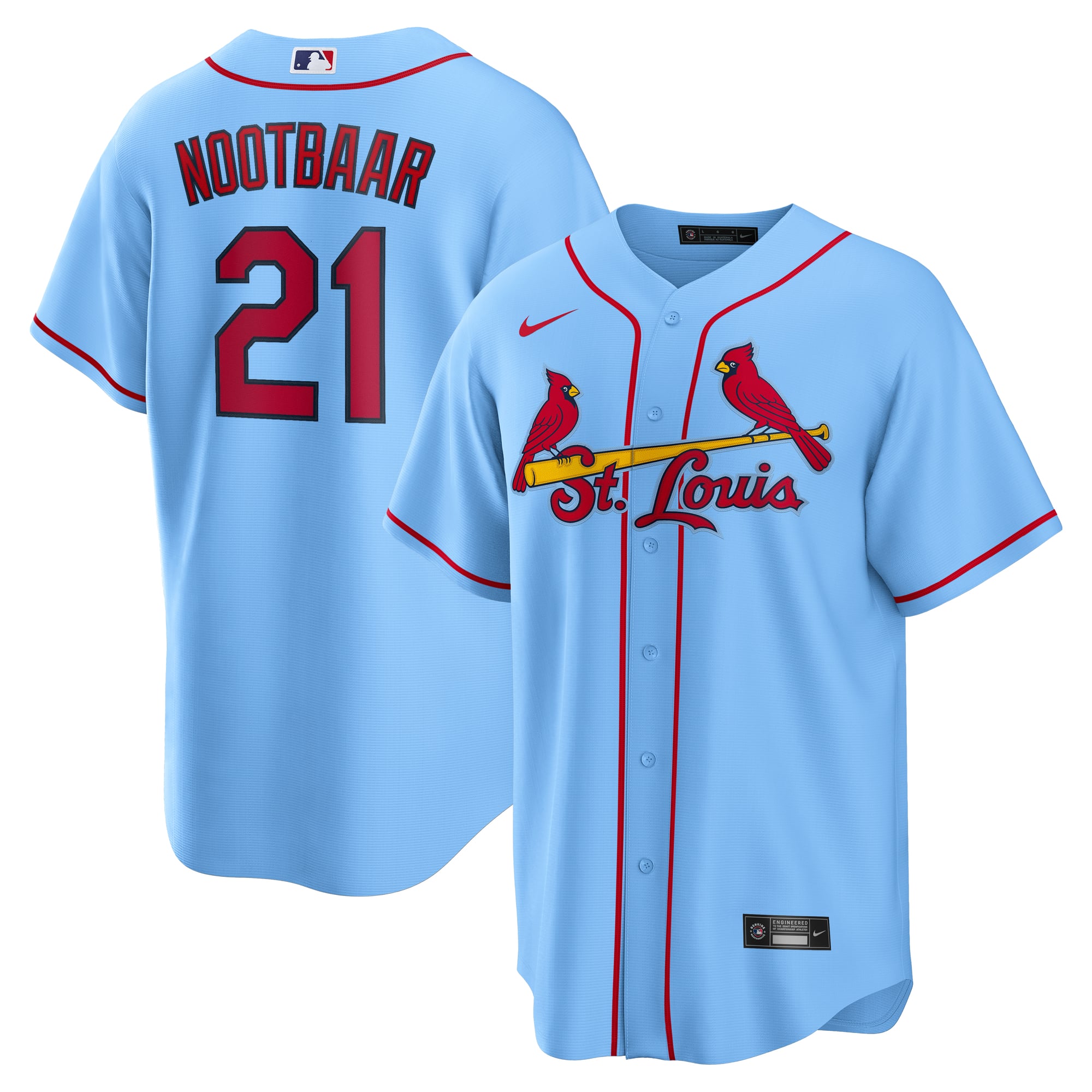 Lars Nootbaar St. Louis Cardinals Home Jersey - Light Blue - Image 2
