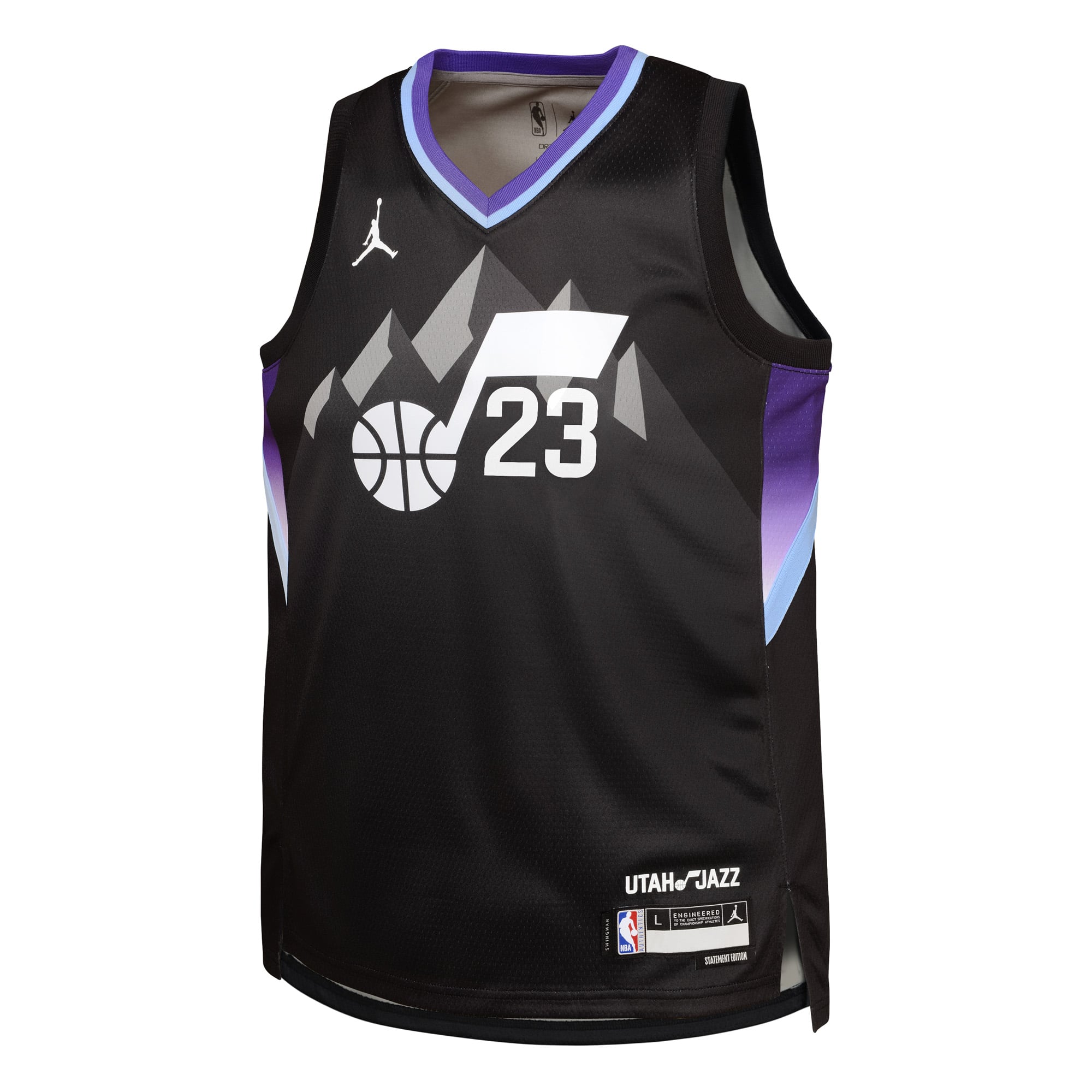 Lauri Markkanen Utah Jazz Jordan Brand Youth Swingman Jersey - Statement Edition - Black - Image 3