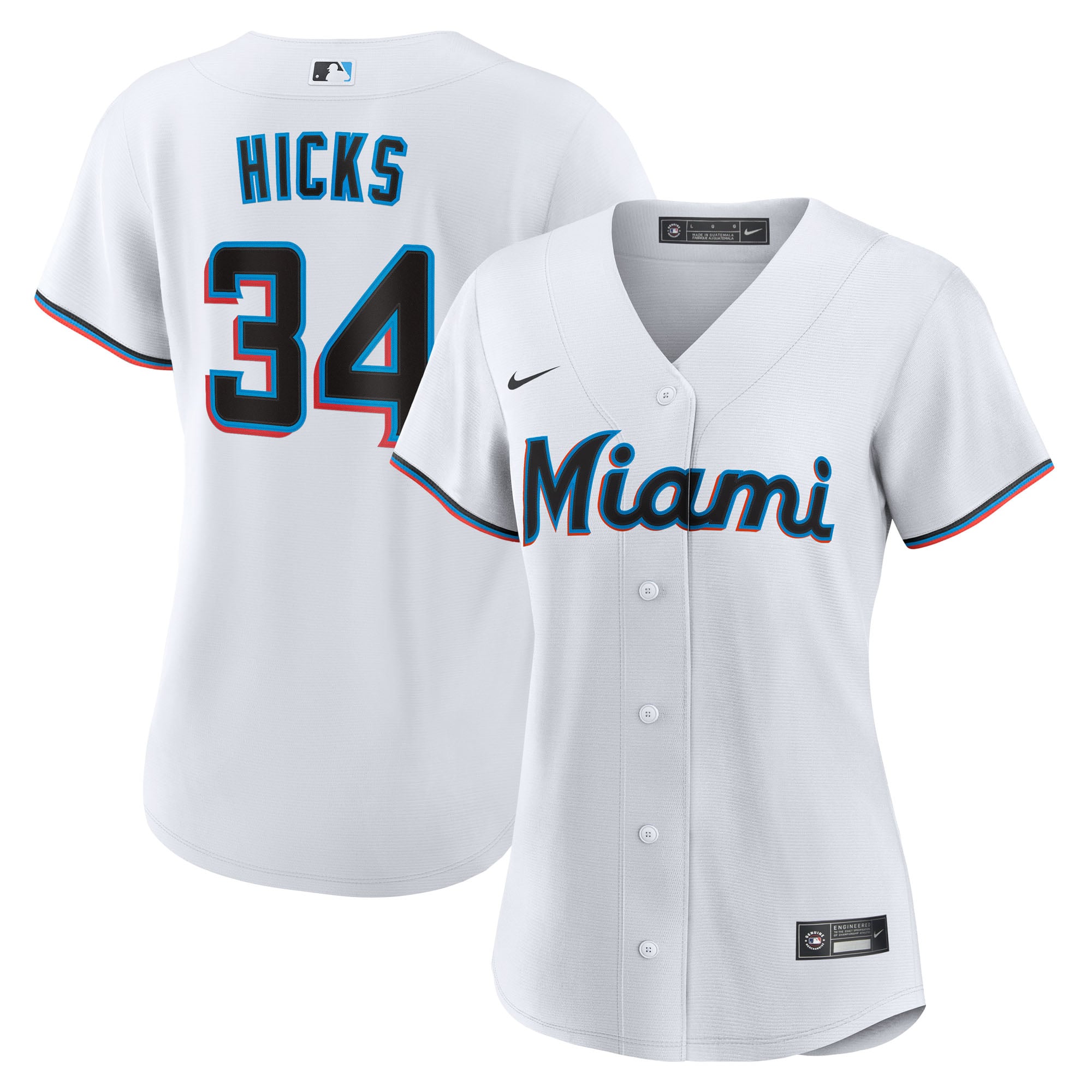 Liam Hicks Miami Marlins Women's Home Jersey - White - Image 2