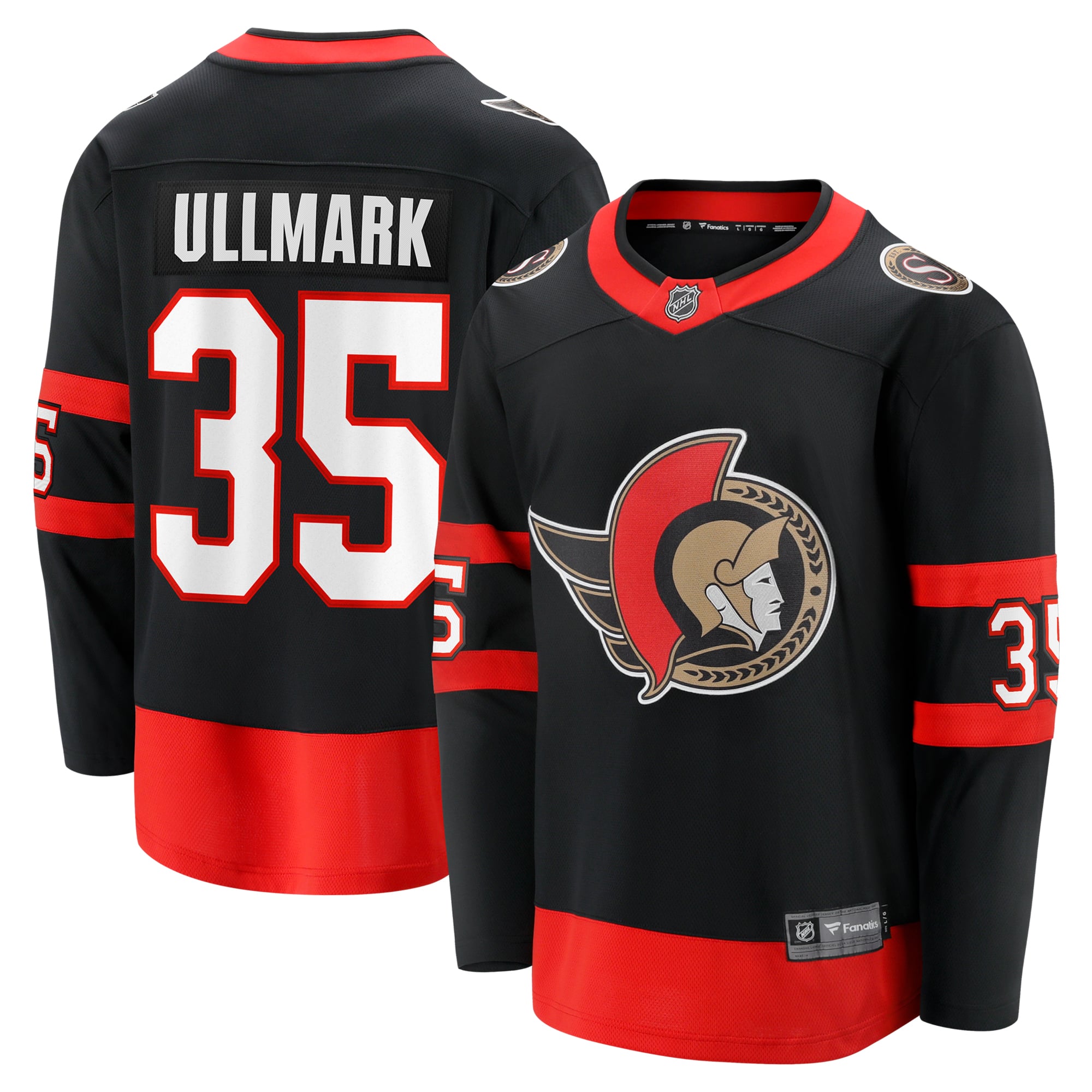 Linus Ullmark Ottawa Senators Home Premier Breakaway Player Jersey - Black - Image 2