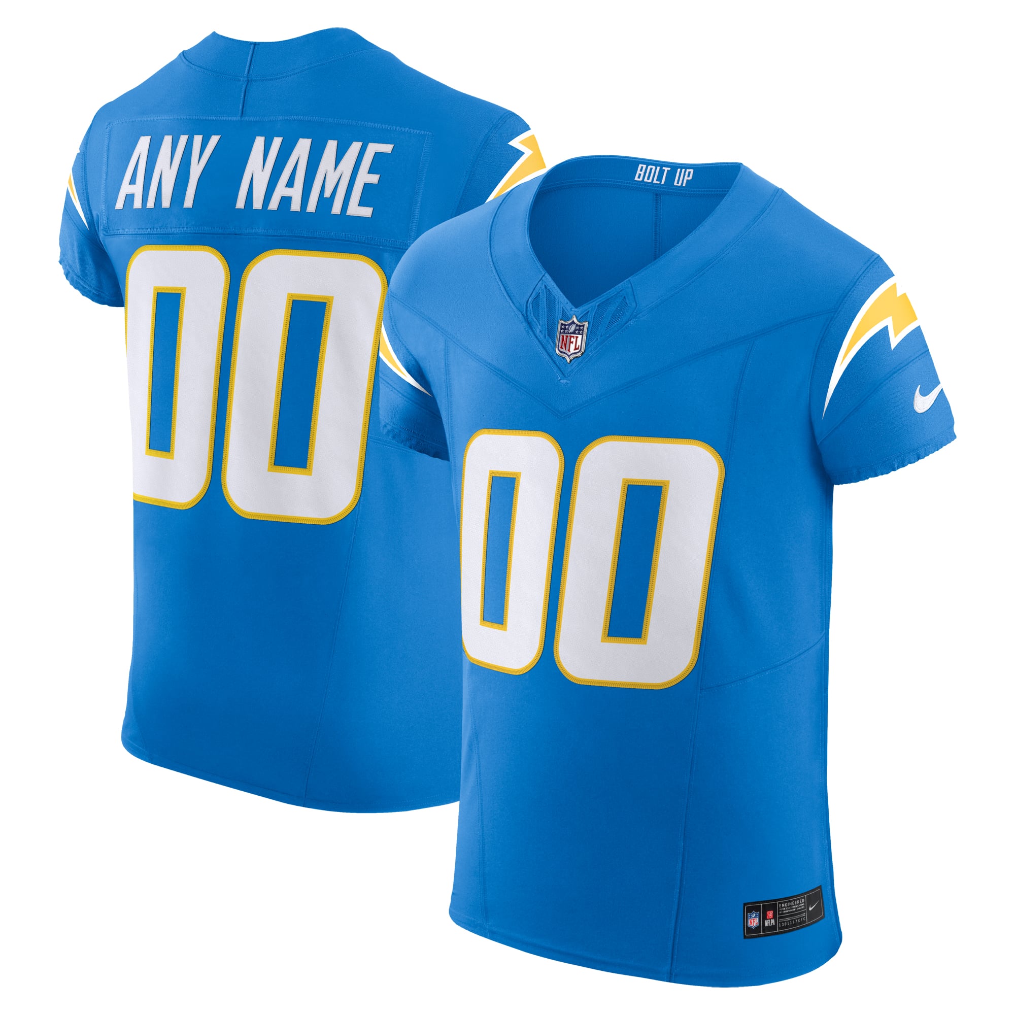 Los Angeles Chargers Vapor F.U.S.E. Elite Custom Jersey - Powder Blue - Image 2