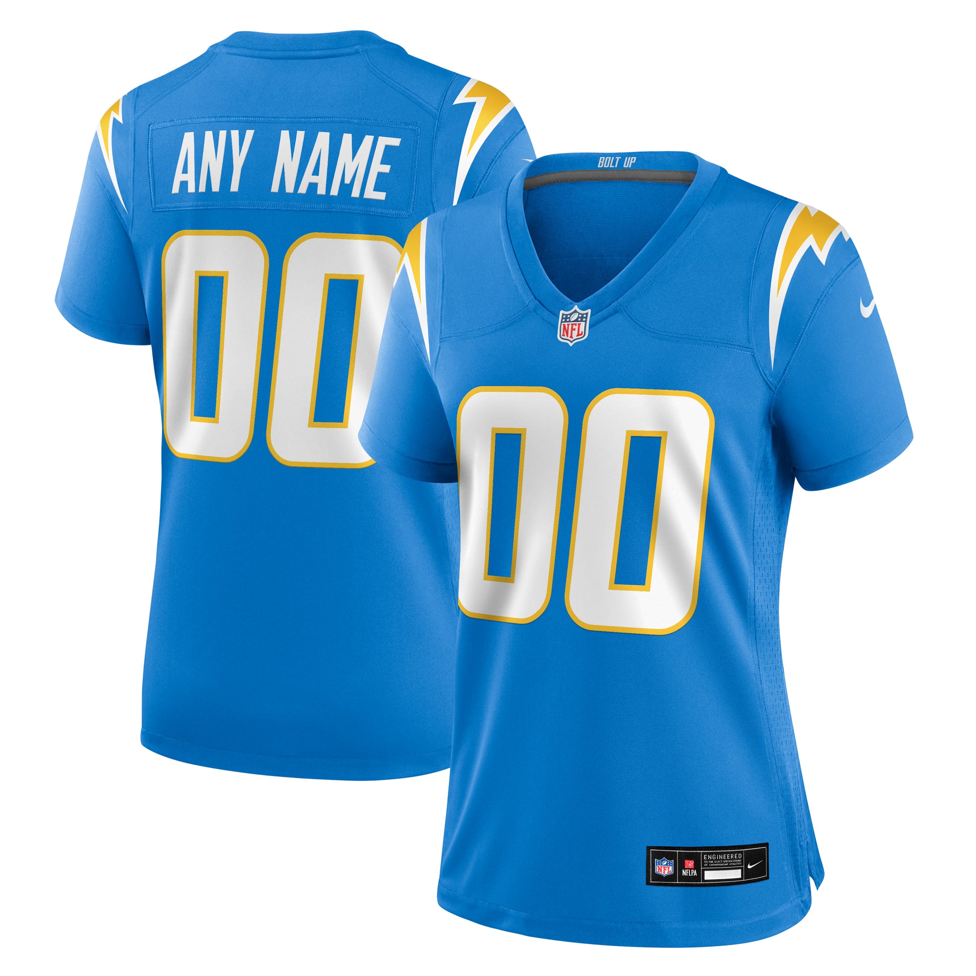 Los Angeles Chargers Women's Custom Game Jersey - Powder Blue - Image 2