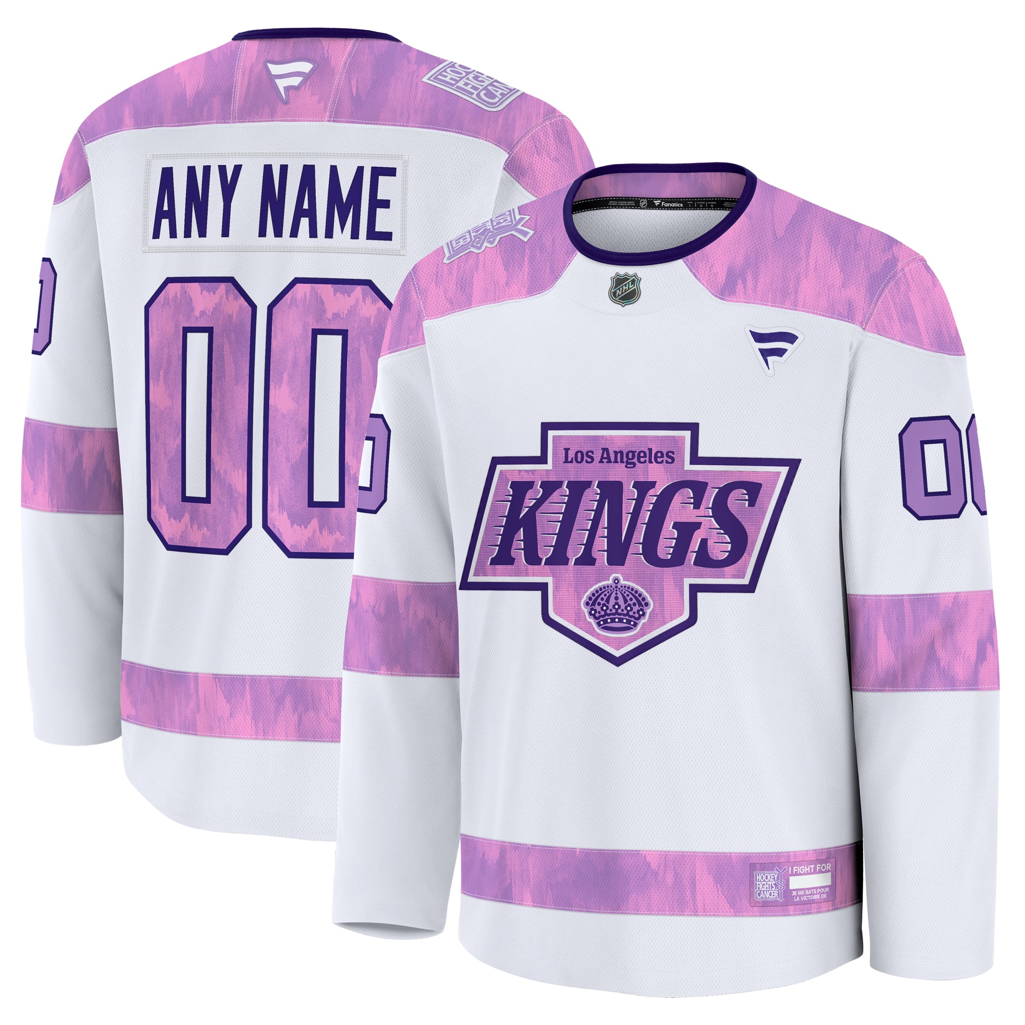 Los Angeles Kings 2024 Hockey Fights Cancer Custom Practice Jersey - White - Image 2