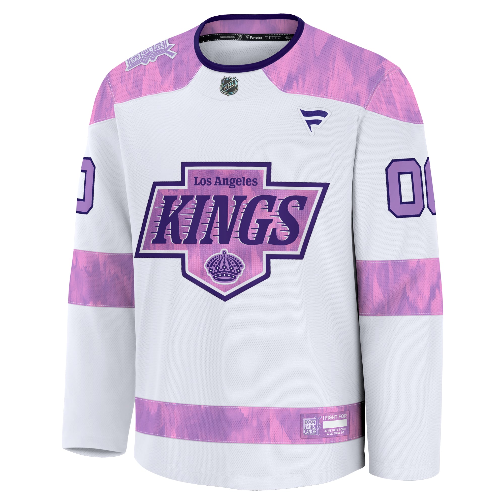 Los Angeles Kings 2024 Hockey Fights Cancer Custom Practice Jersey - White - Image 3