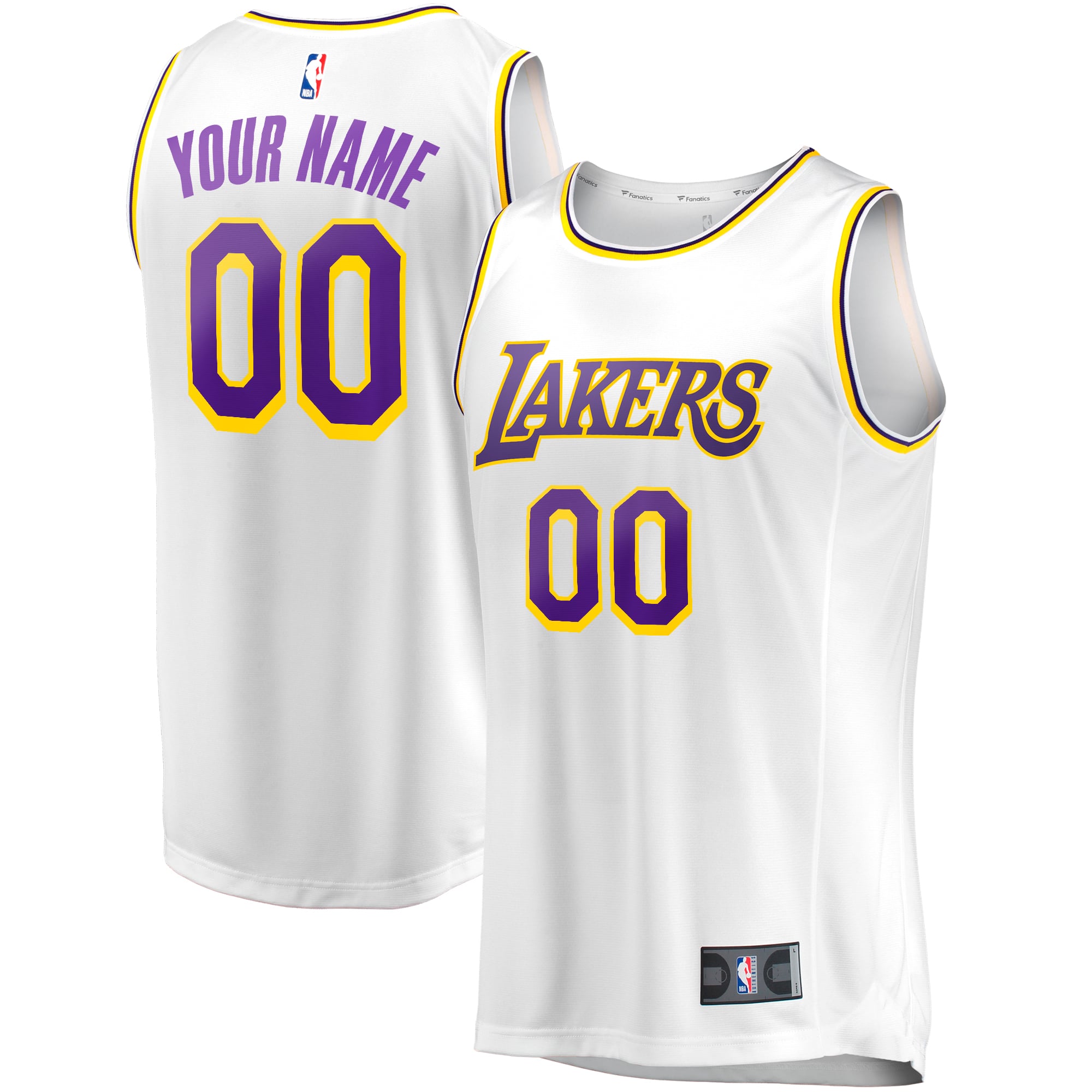 Los Angeles Lakers Fast Break Custom Jersey - Association Edition - White - Image 2