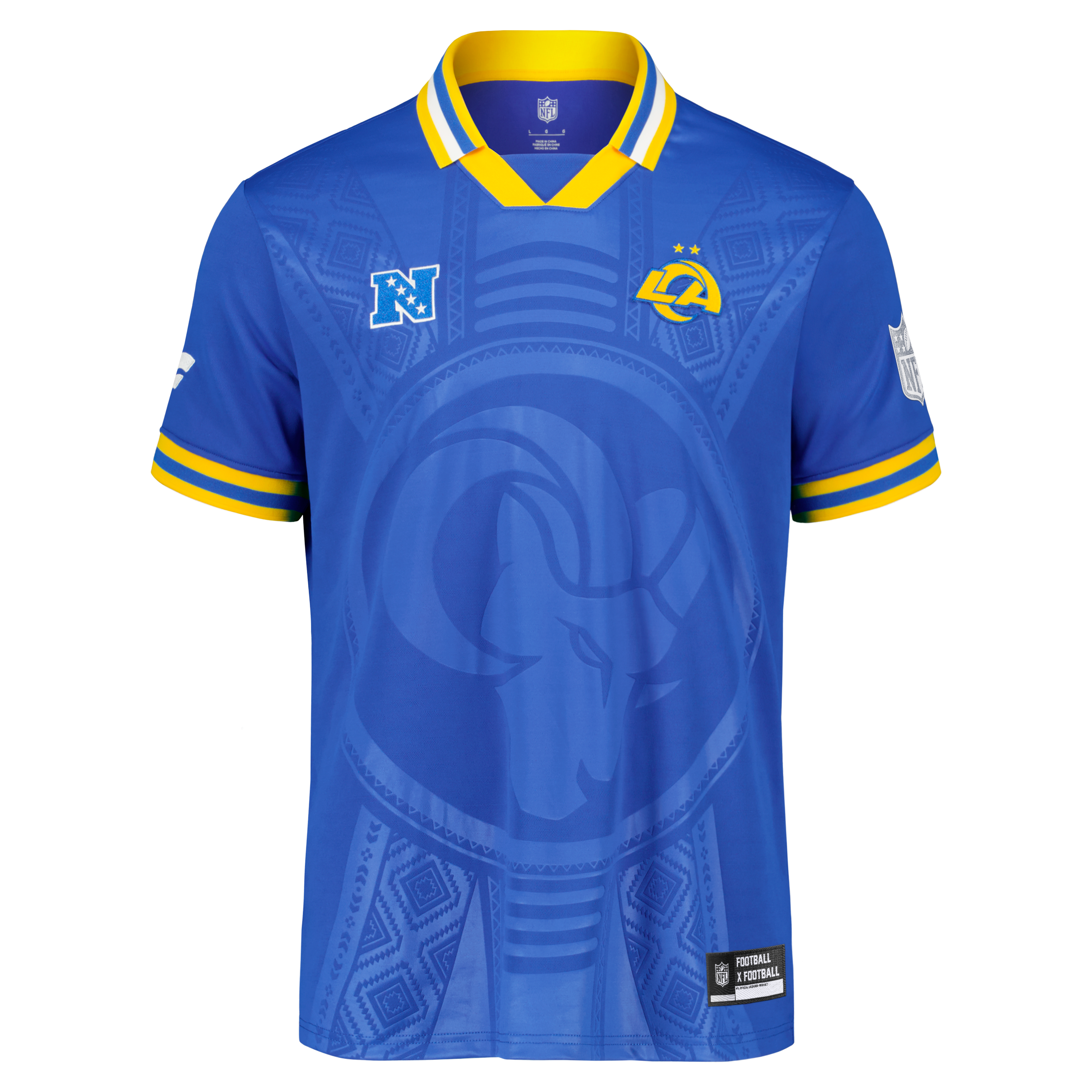 Los Angeles Rams Youth Football x Football Collared Fan Top - Royal - Image 12
