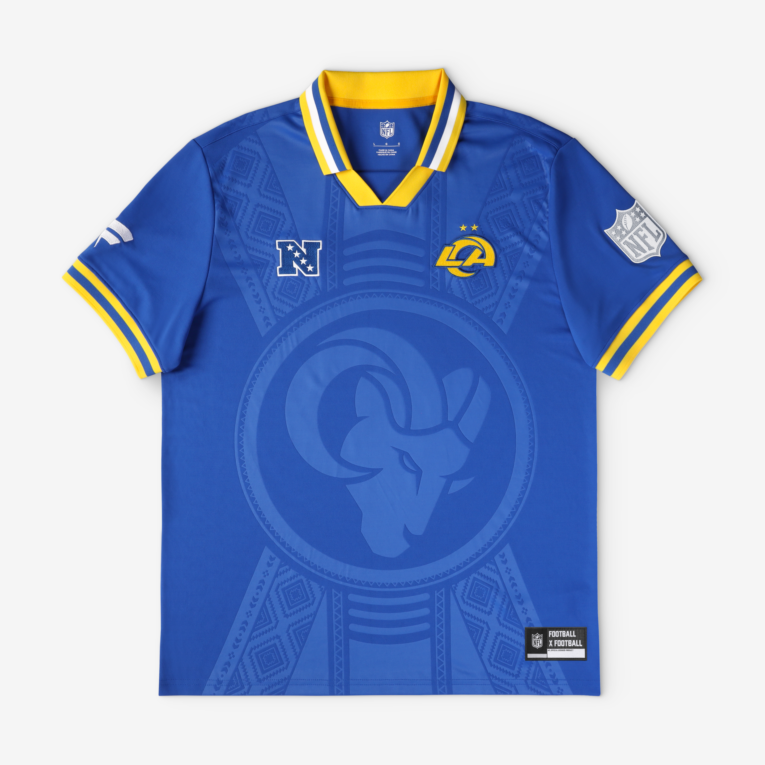 Los Angeles Rams Youth Football x Football Collared Fan Top - Royal - Image 2