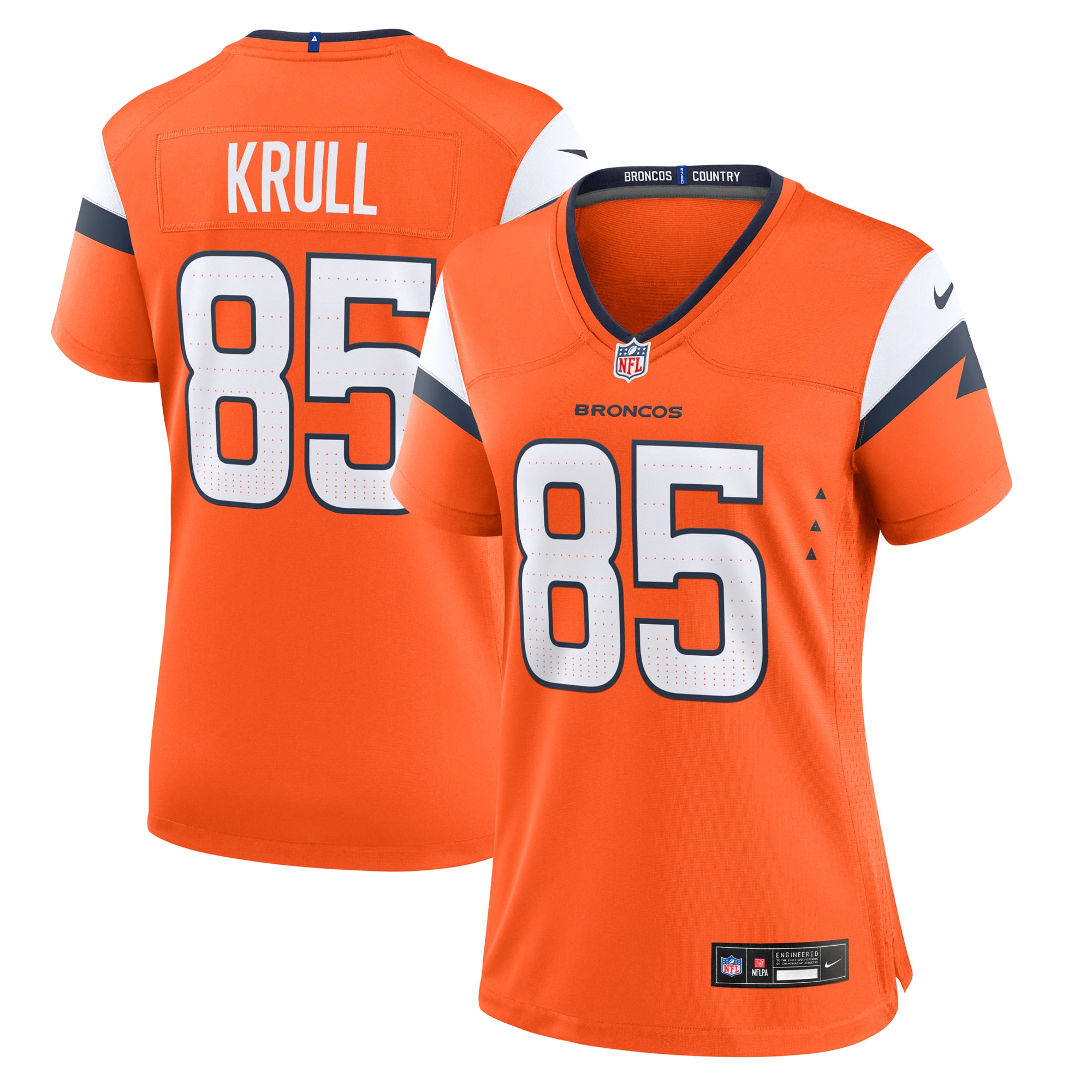 Lucas Krull Denver Broncos Women's Team Game Jersey - Orange - Image 2