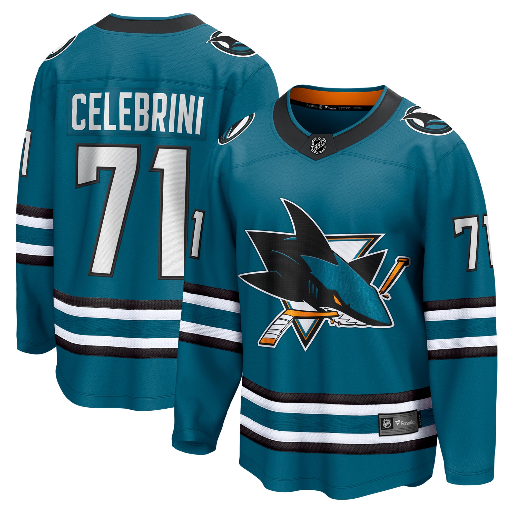 Macklin Celebrini San Jose Sharks Home Breakaway Jersey – Teal - Image 2