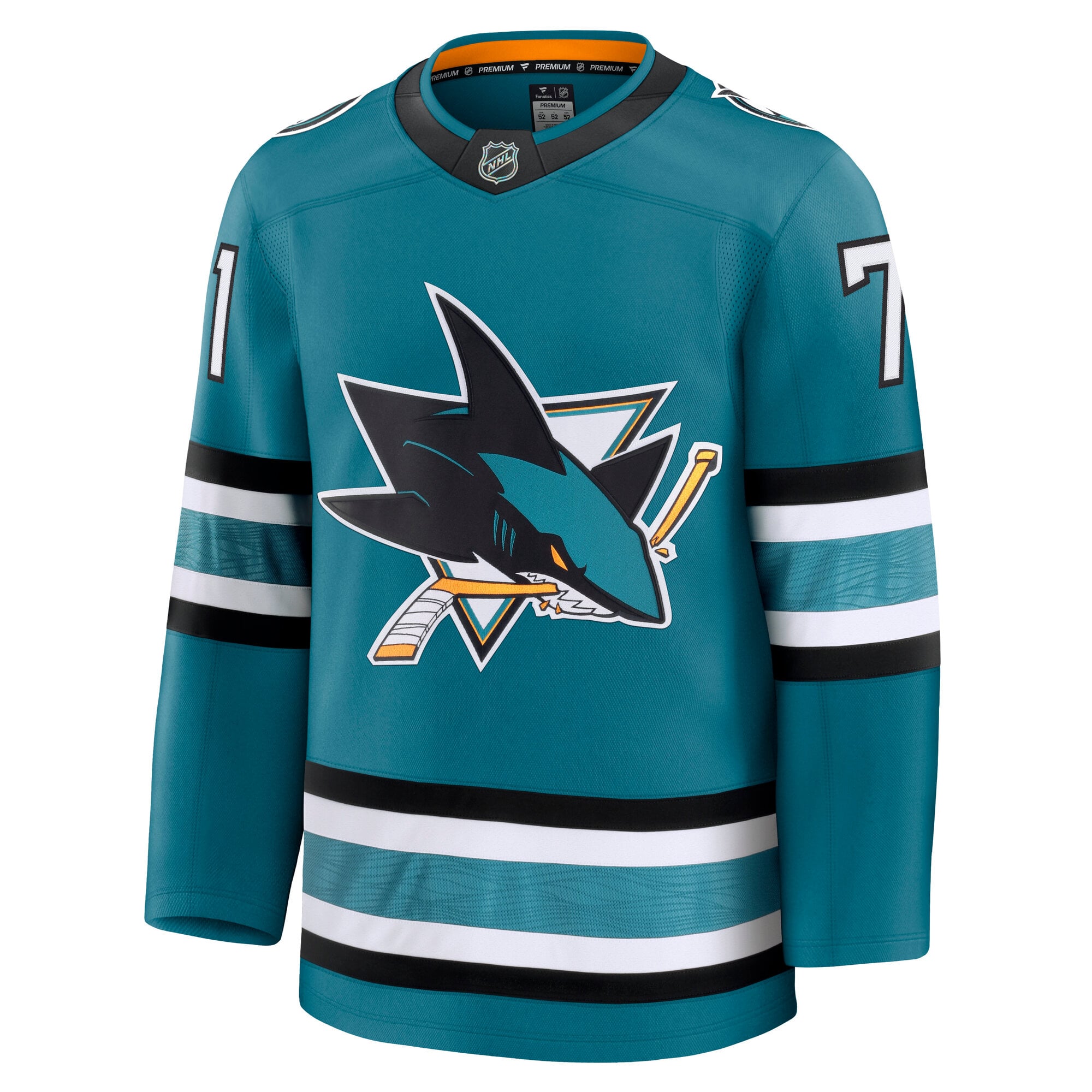 Macklin Celebrini San Jose Sharks Home Premium Jersey - Teal - Image 3