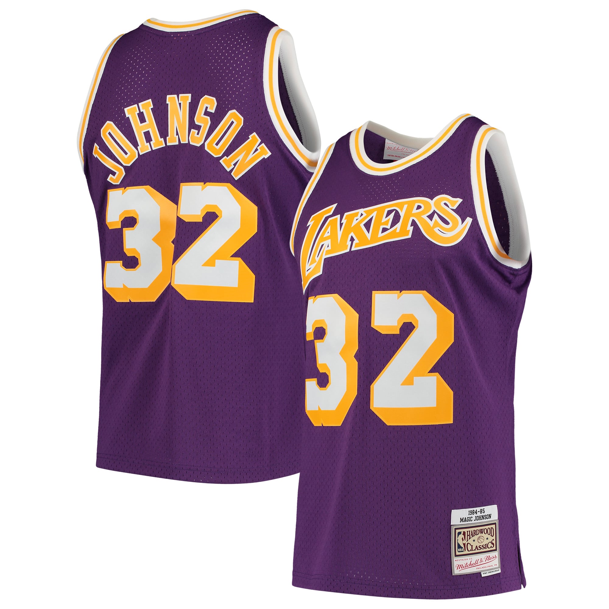 Magic Johnson Los Angeles Lakers 1984/85 Hardwood Classics Swingman Jersey - Purple - Image 2