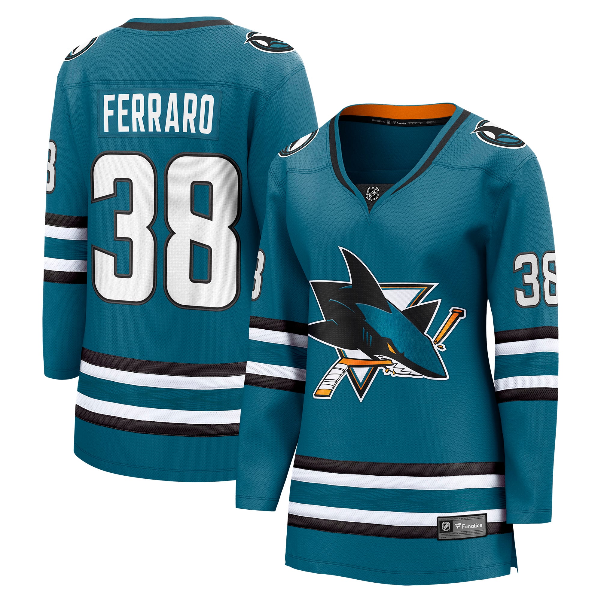 Mario Ferraro San Jose Sharks Women's Home Breakaway Player Jersey - Teal - Image 2