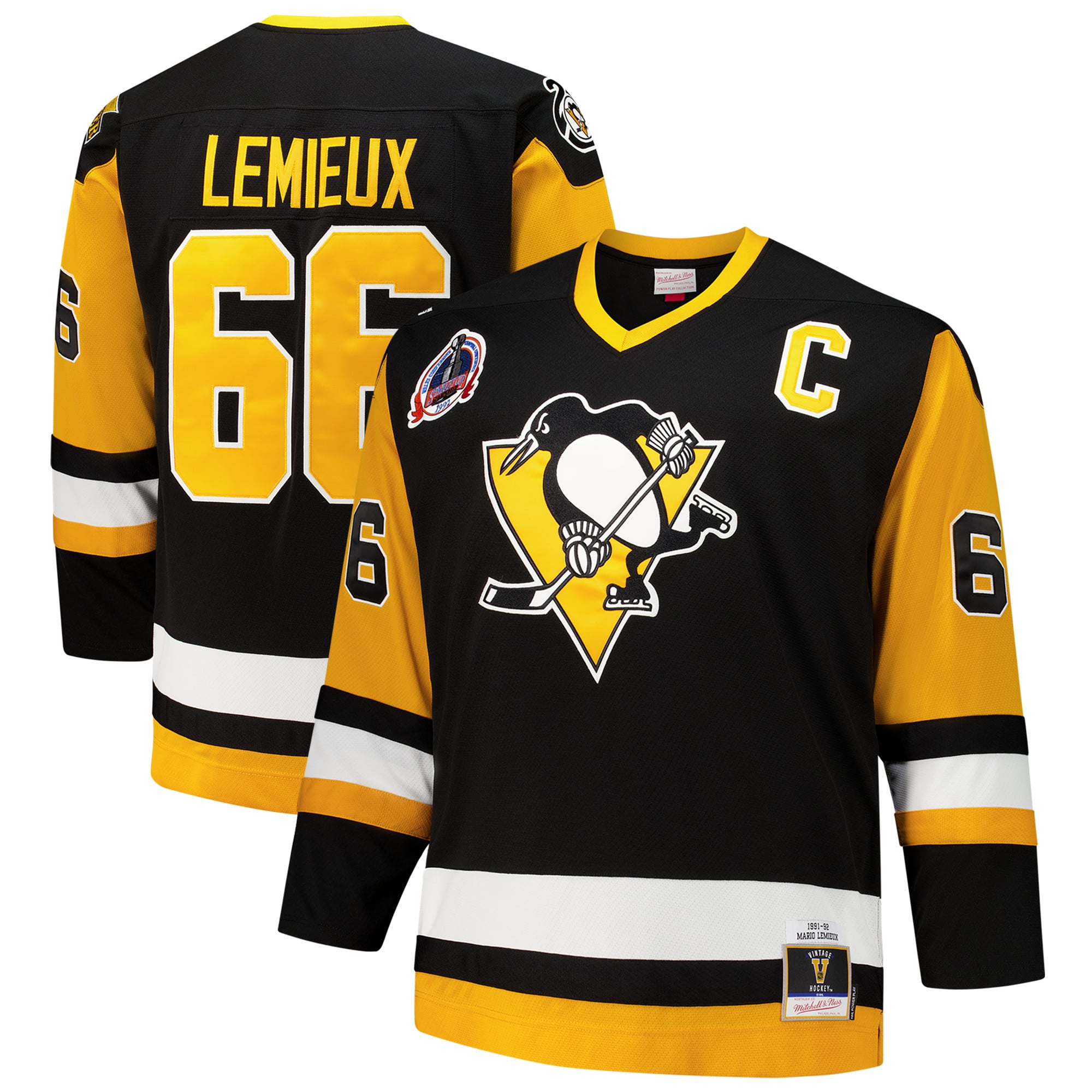 Mario Lemieux Pittsburgh Penguins Big & Tall 1991/92 Blue Line 2.0 Jersey - Black - Image 2