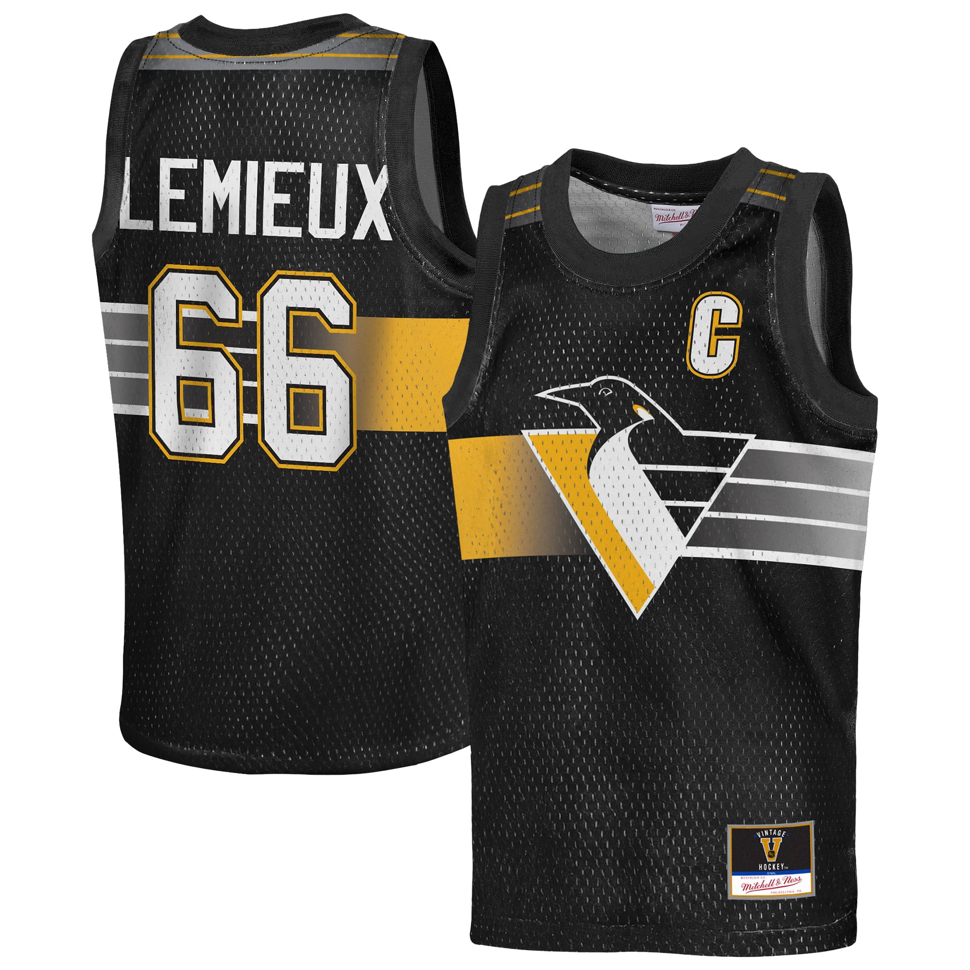 Mario Lemieux Pittsburgh Penguins Youth Maxxed Out Fashion Basketball Jersey - Black - Image 2