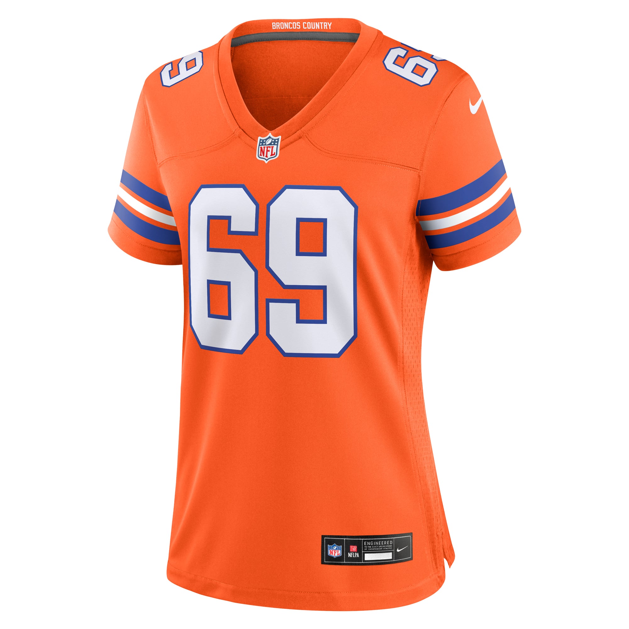 Mark Schlereth Denver Broncos Women's Mile High Collection 1977 Throwback Retired Player Game Jersey - Orange - Image 3